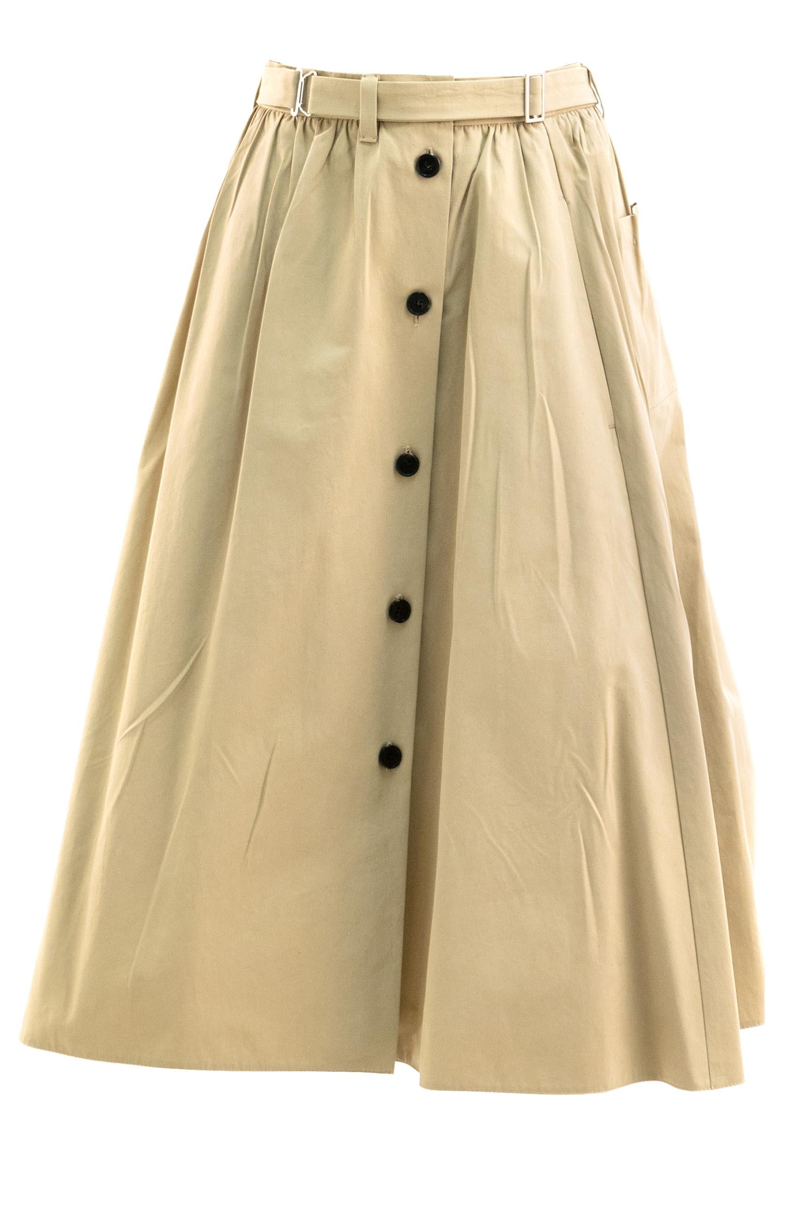 Gonna in cotone di colore beige<BR/> P127IH S OOO 17ID F0065 PRADA 