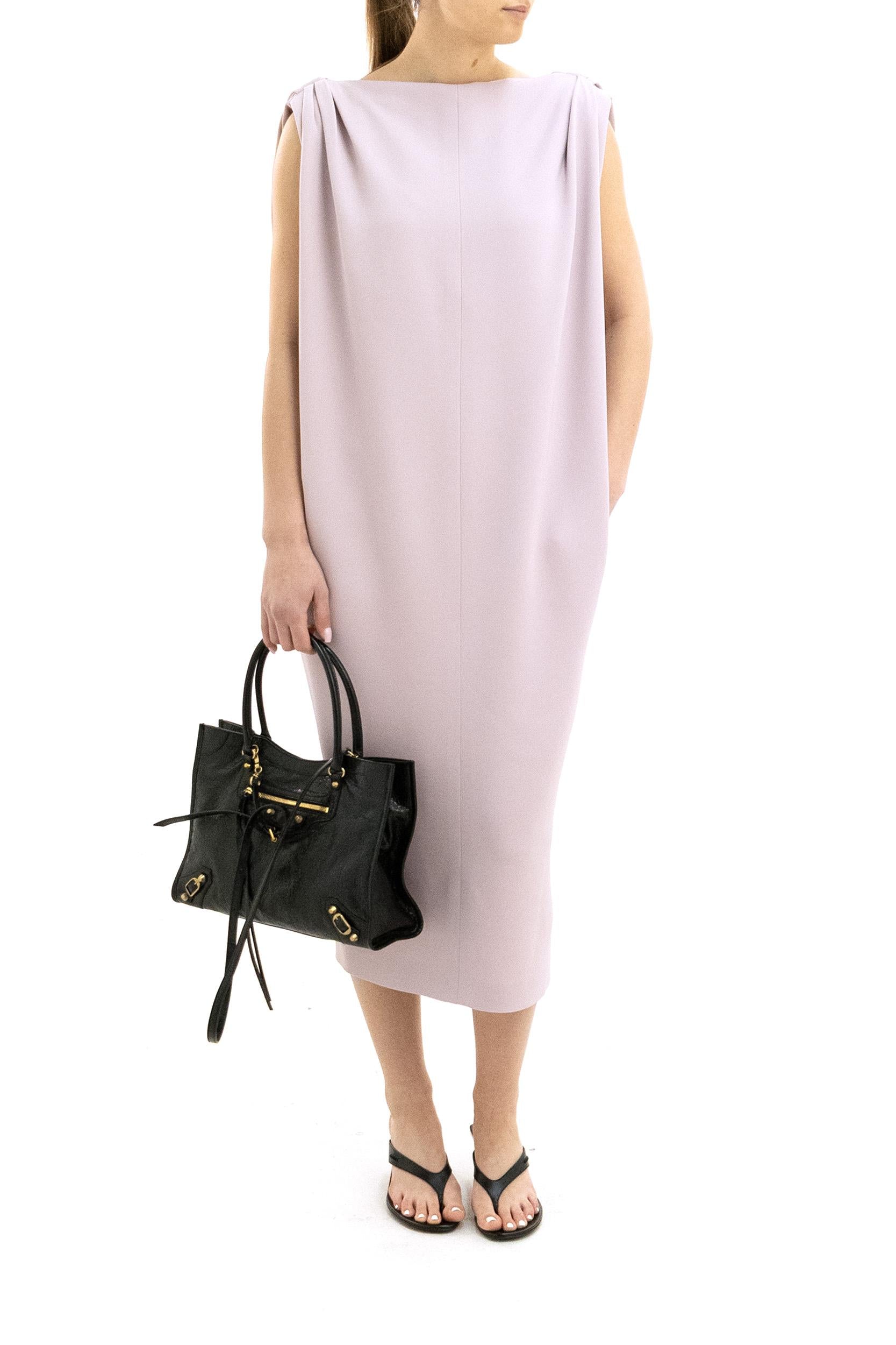 Abito in crêpe di lana e seta color rosa cipria <BR/> 872519 TUT14 5663 BALENCIAGA 