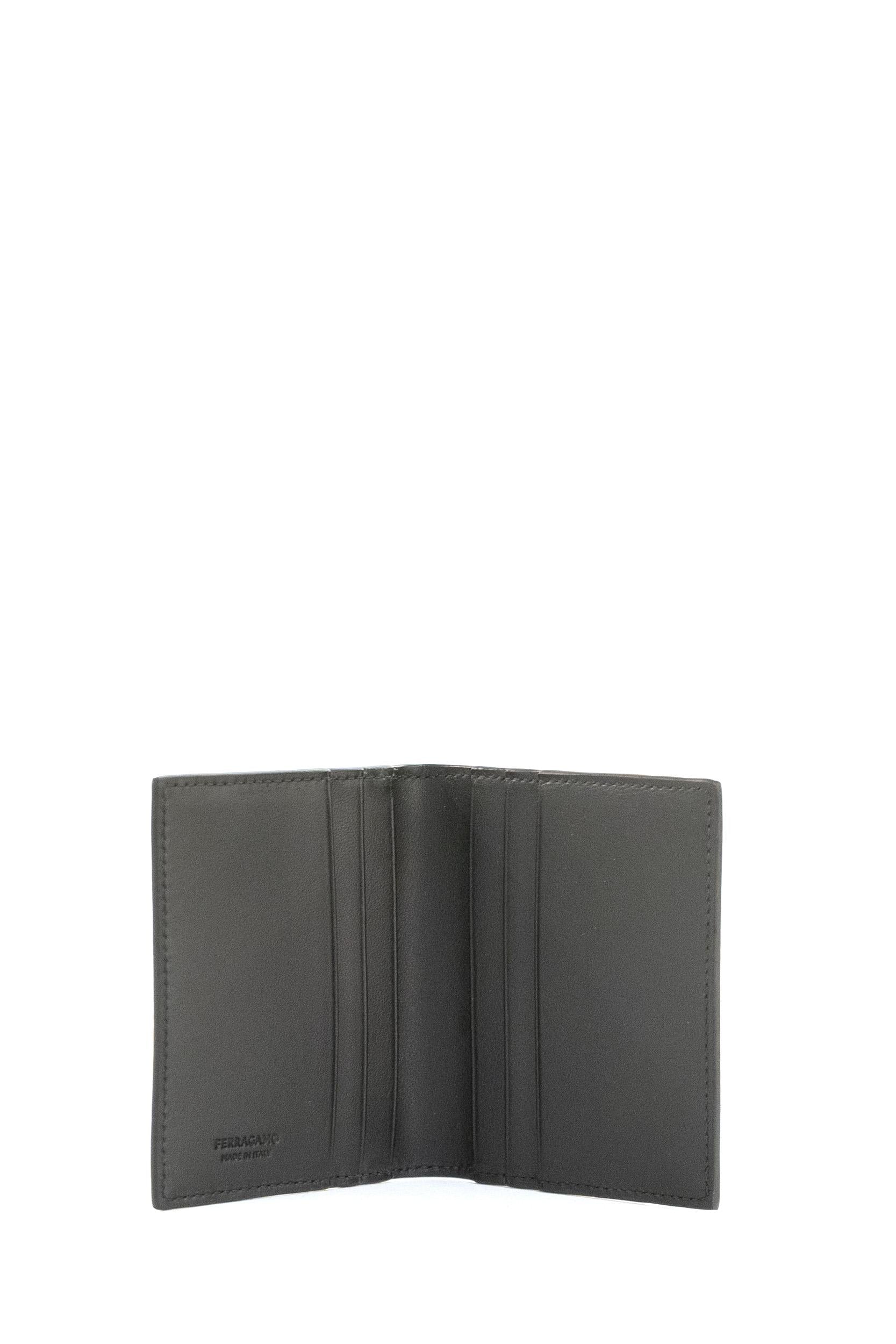 Portacarte Gancini in Pelle<BR/> 660371 0744864 DEEP OCEAN FERRAGAMO 