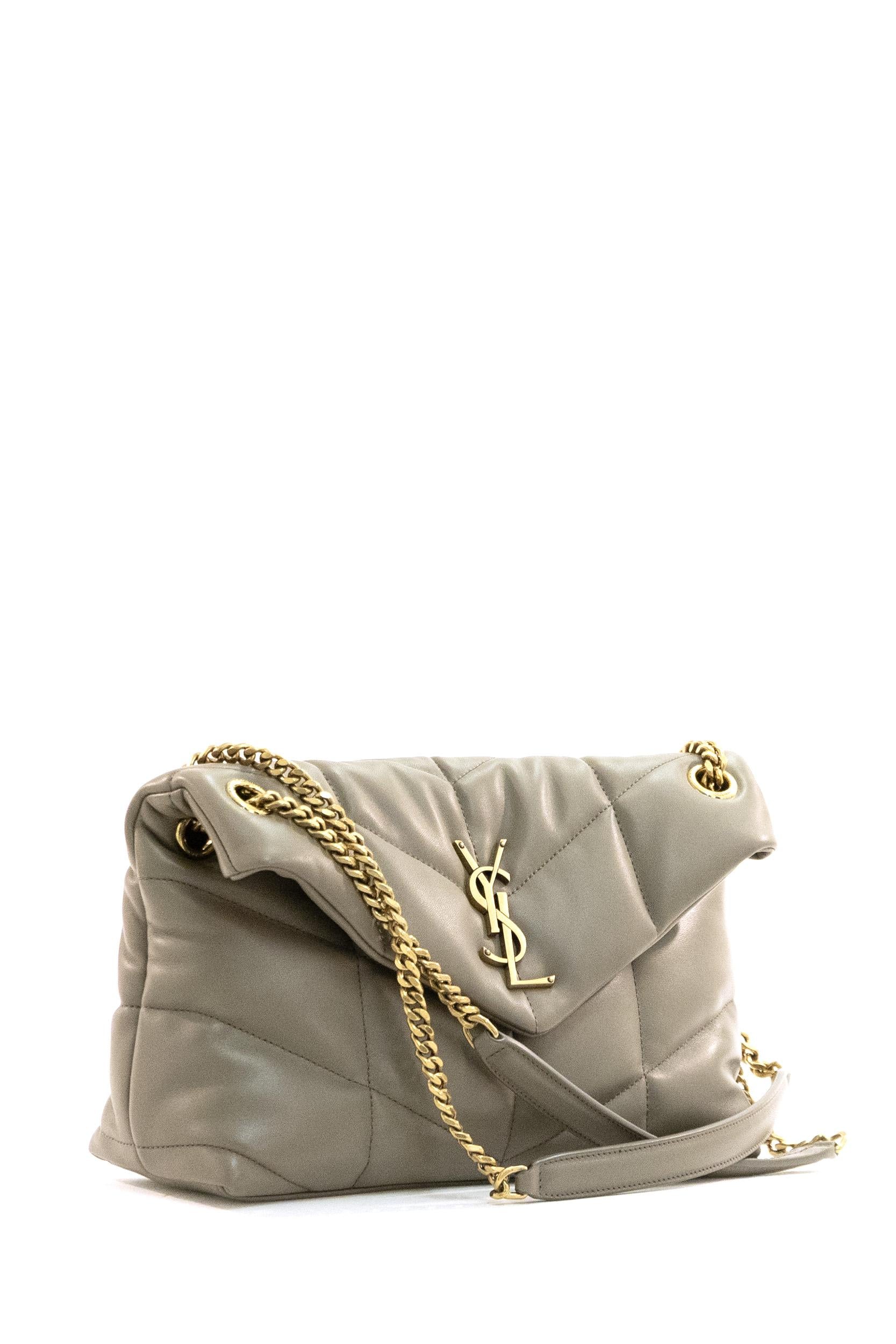 Borsa Loulou Puffer in nappa matelassé color tortora <BR/> 577476 1EL07 1799 SAINT LAURENT 