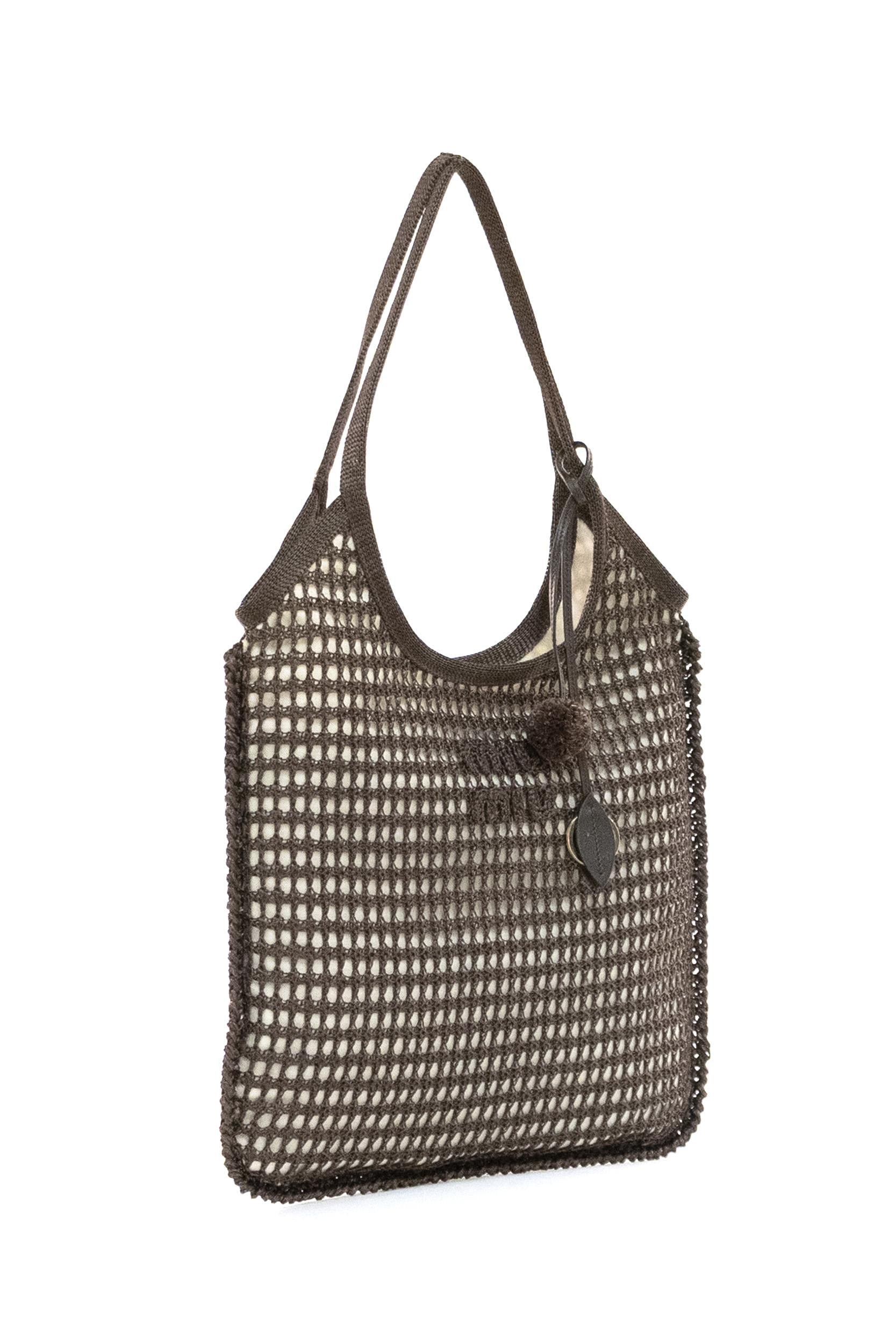 Borsa Ivy in crochet di colore marrone<BR/> 5BG231 V OBY 2I0C F0324 MIU MIU 