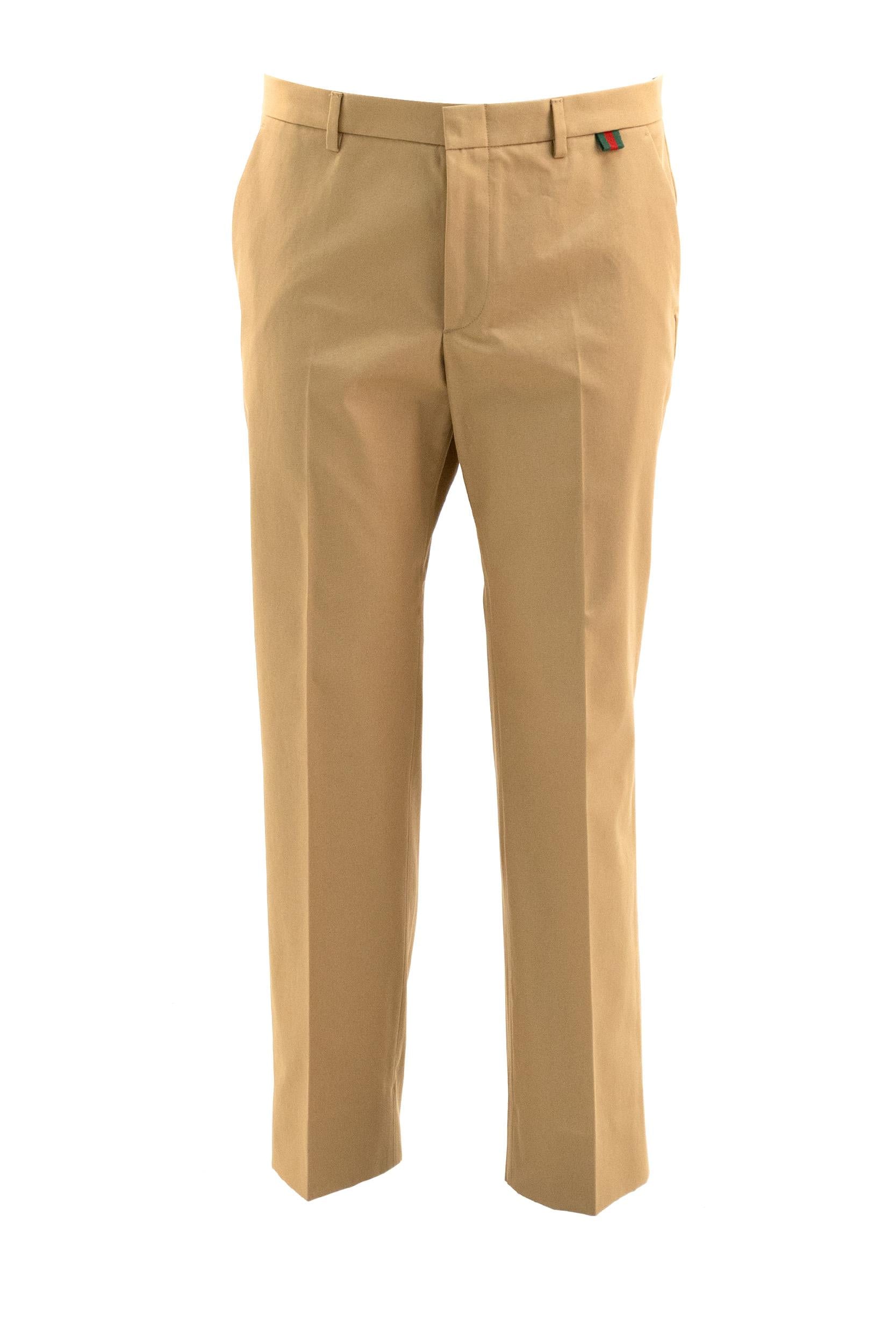 Pantaloni in twill di cotone di colore beige<BR/> 853492 ZAQH5 2578 GUCCI 