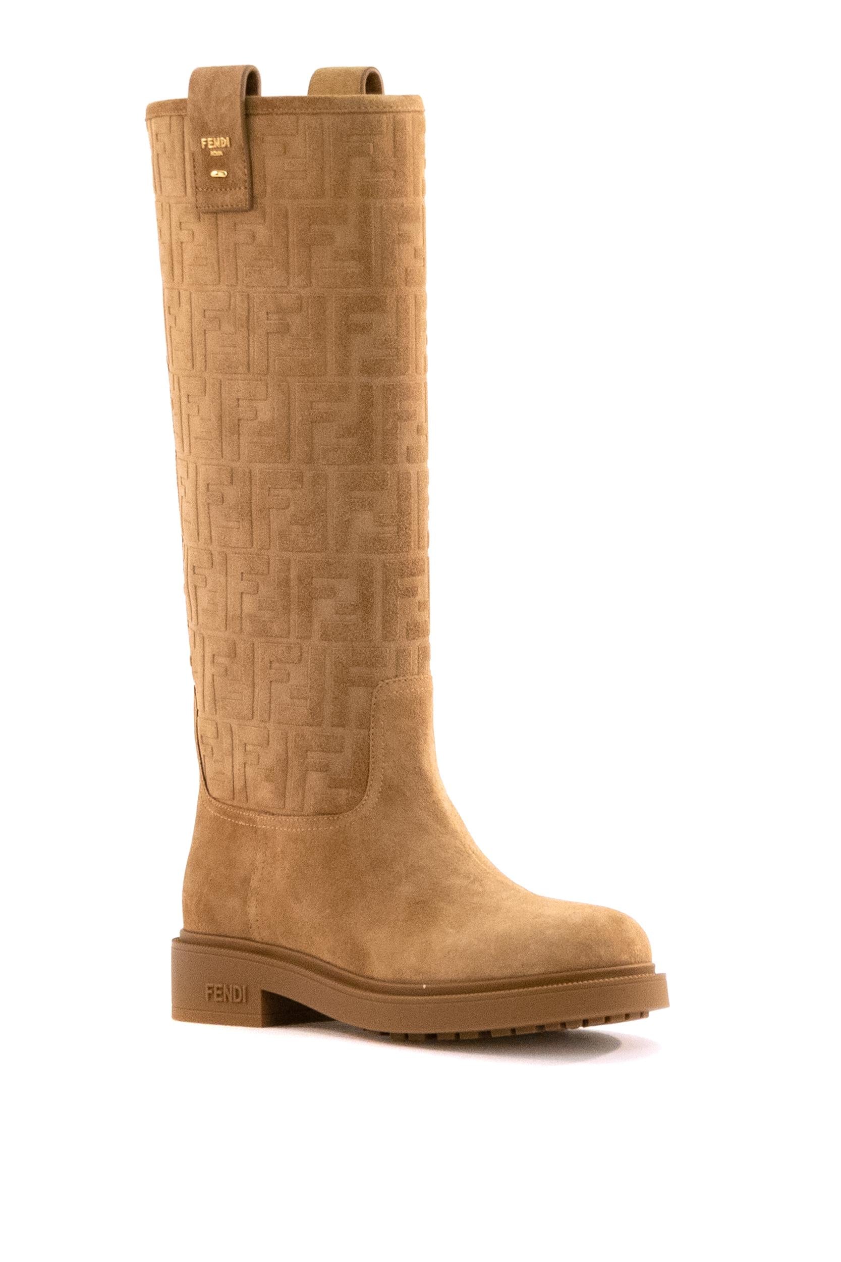 Stivali Fendi Filo in suede color beige<BR/> 8W8574 AY9P F0XFY FENDI 