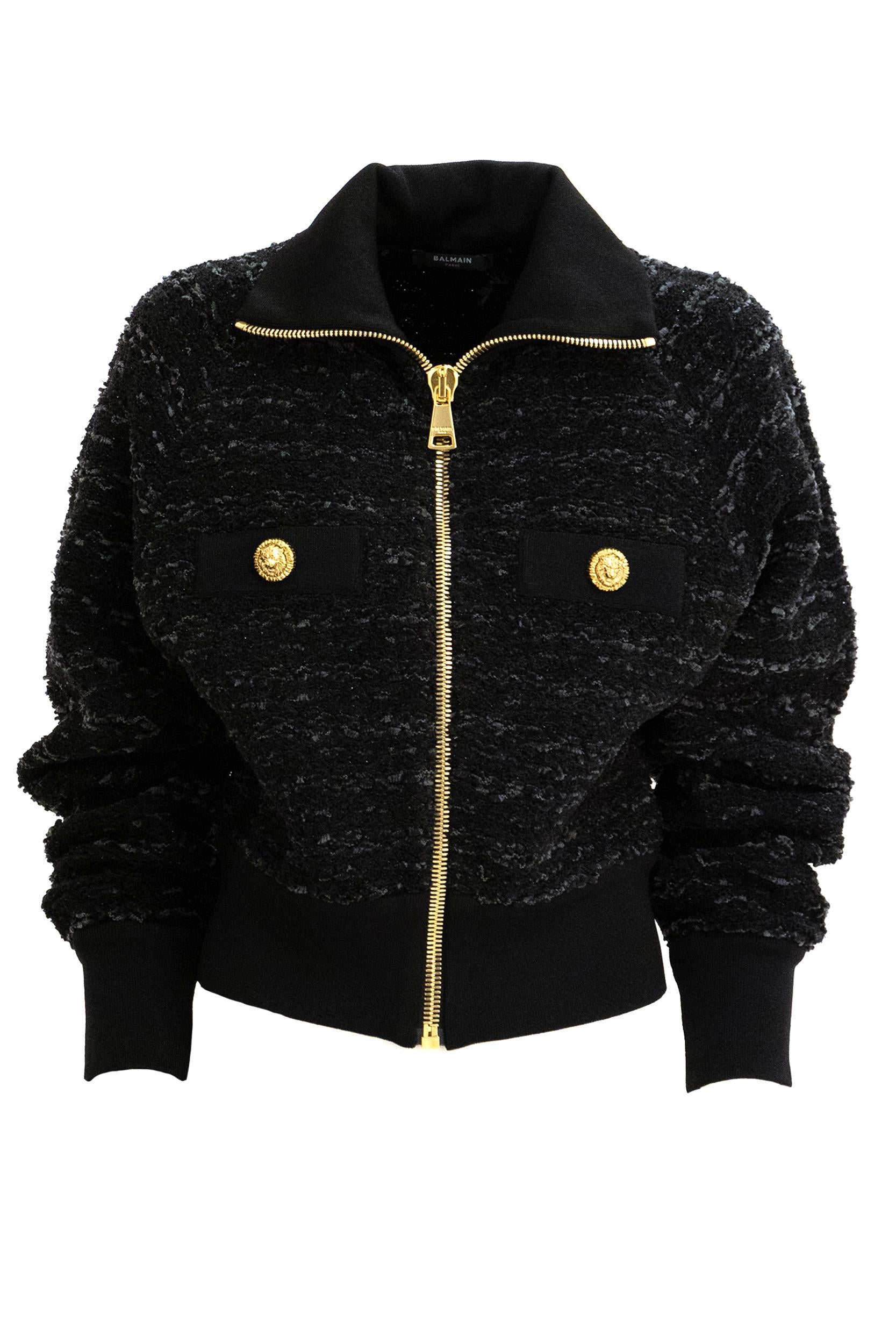 Bomber in tweed di colore nero <BR/> FF0TE200KJ16 0PA BALMAIN 