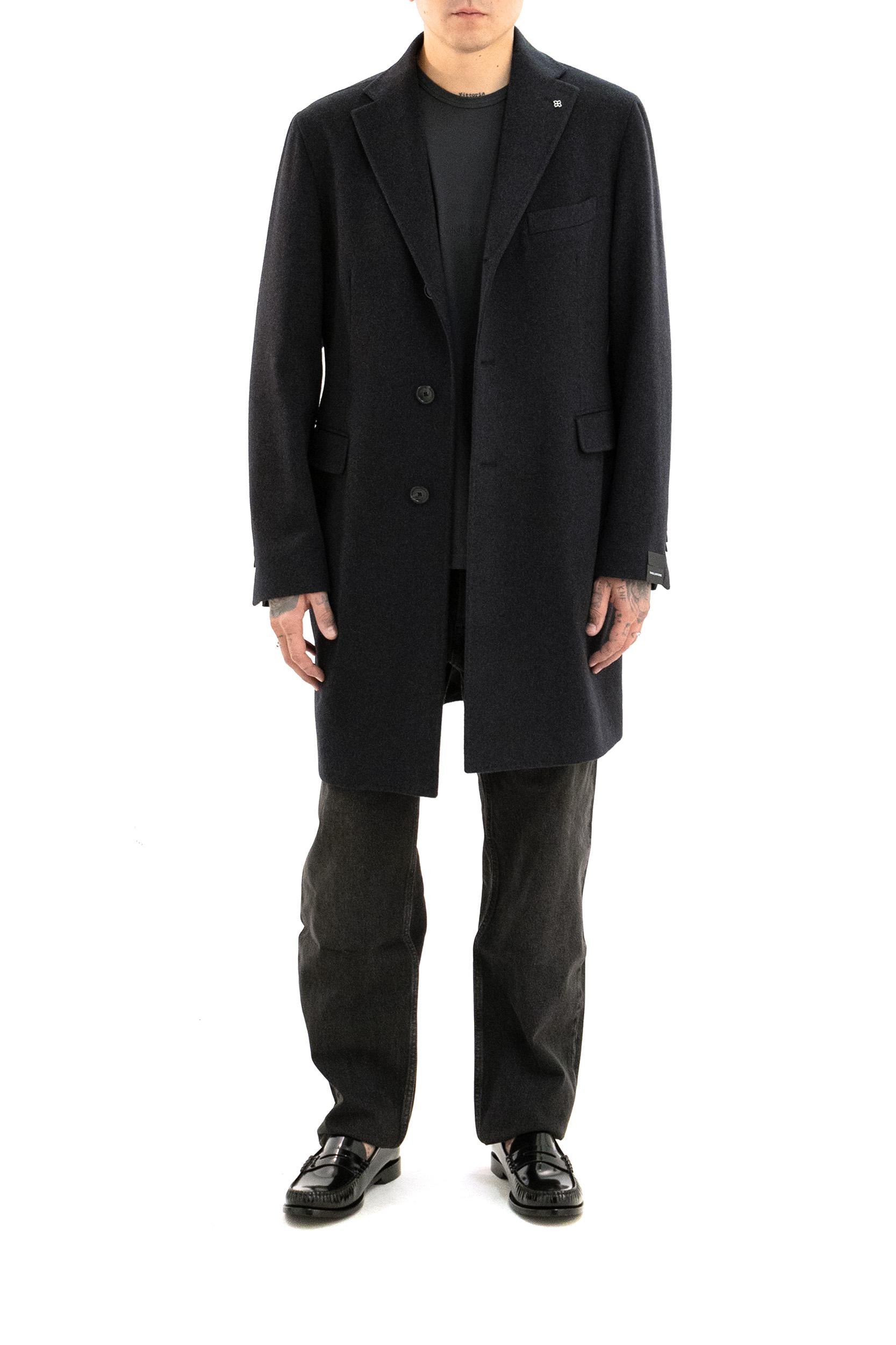 Cappotto monopetto in lana e cashmere di colore grigio scuro<BR/> CFBM13B-350001U S5052 TAGLIATORE 