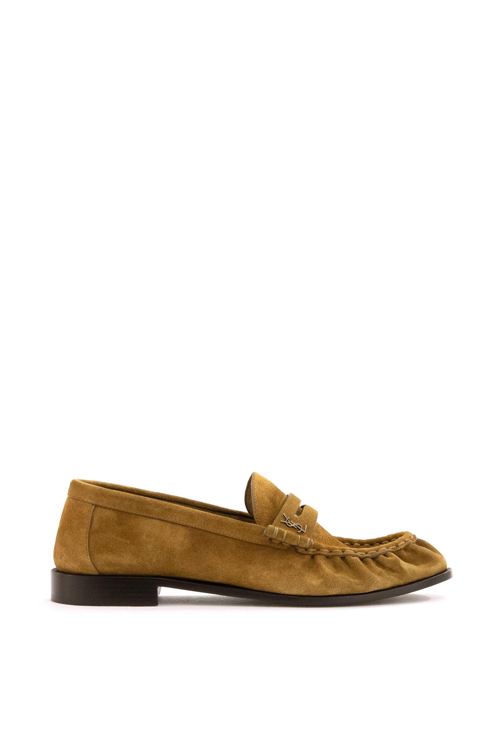 Mocassini in suede di colore marrone <BR/> 816812 2W5AC 9808 SAINT LAURENT 