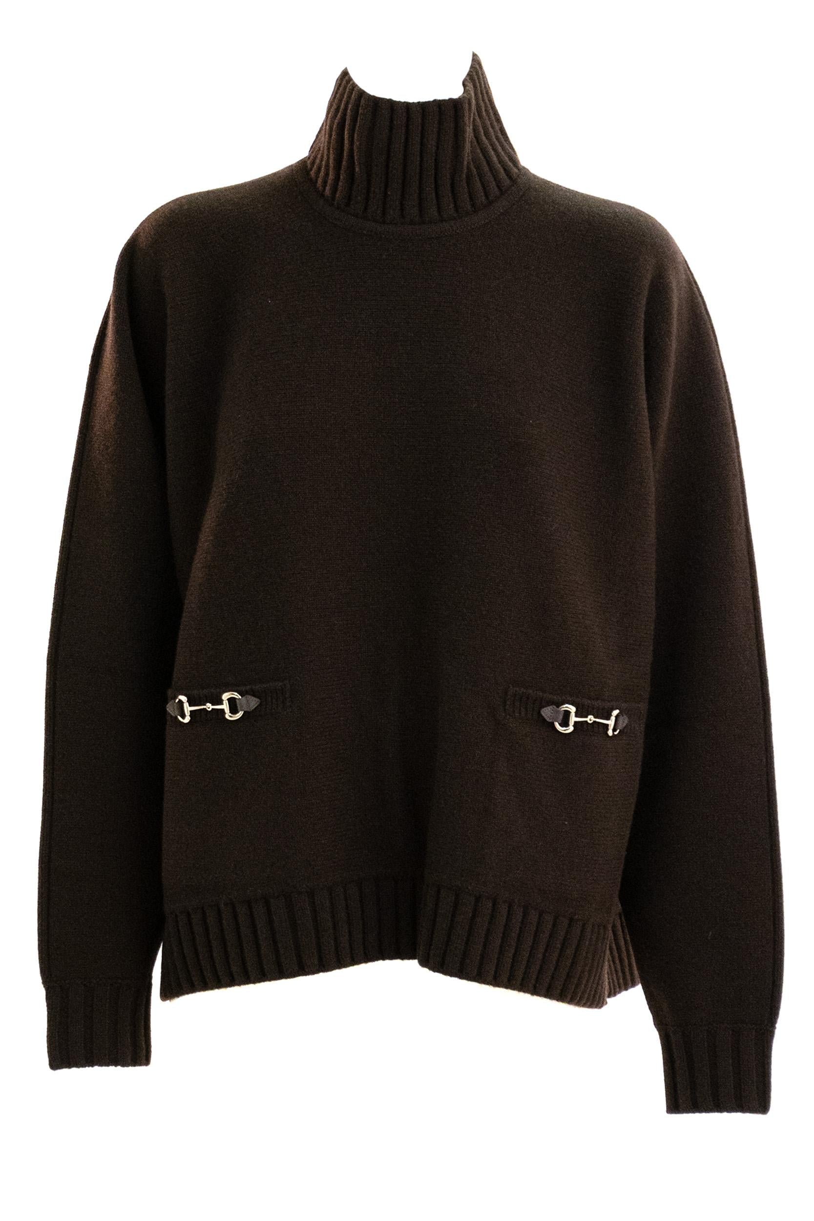Pullover in lana e cashmer marrone<BR/> 828685 XKEVK 2344 GUCCI 