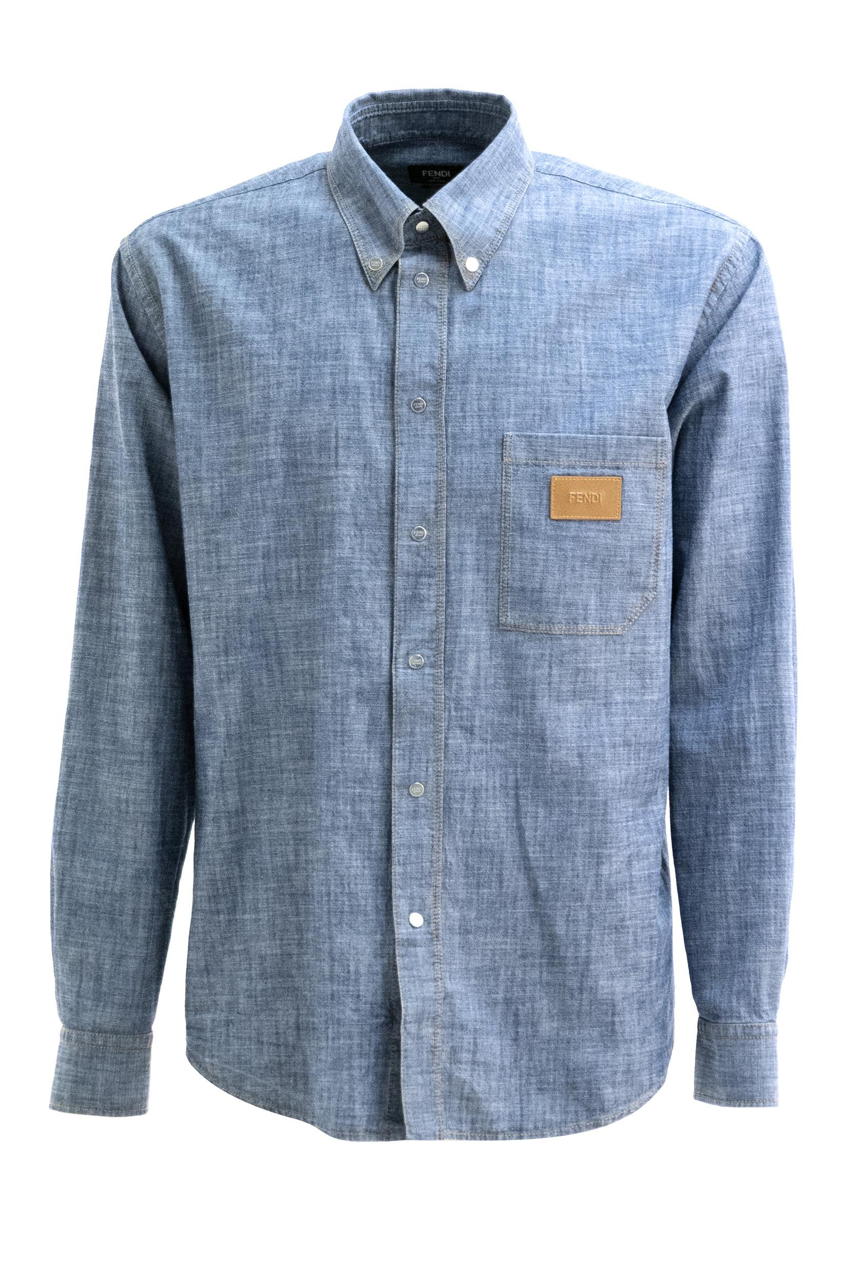 Camicia in chambray color azzurro<BR/> FS1296 AY0C F0EX7 FENDI 