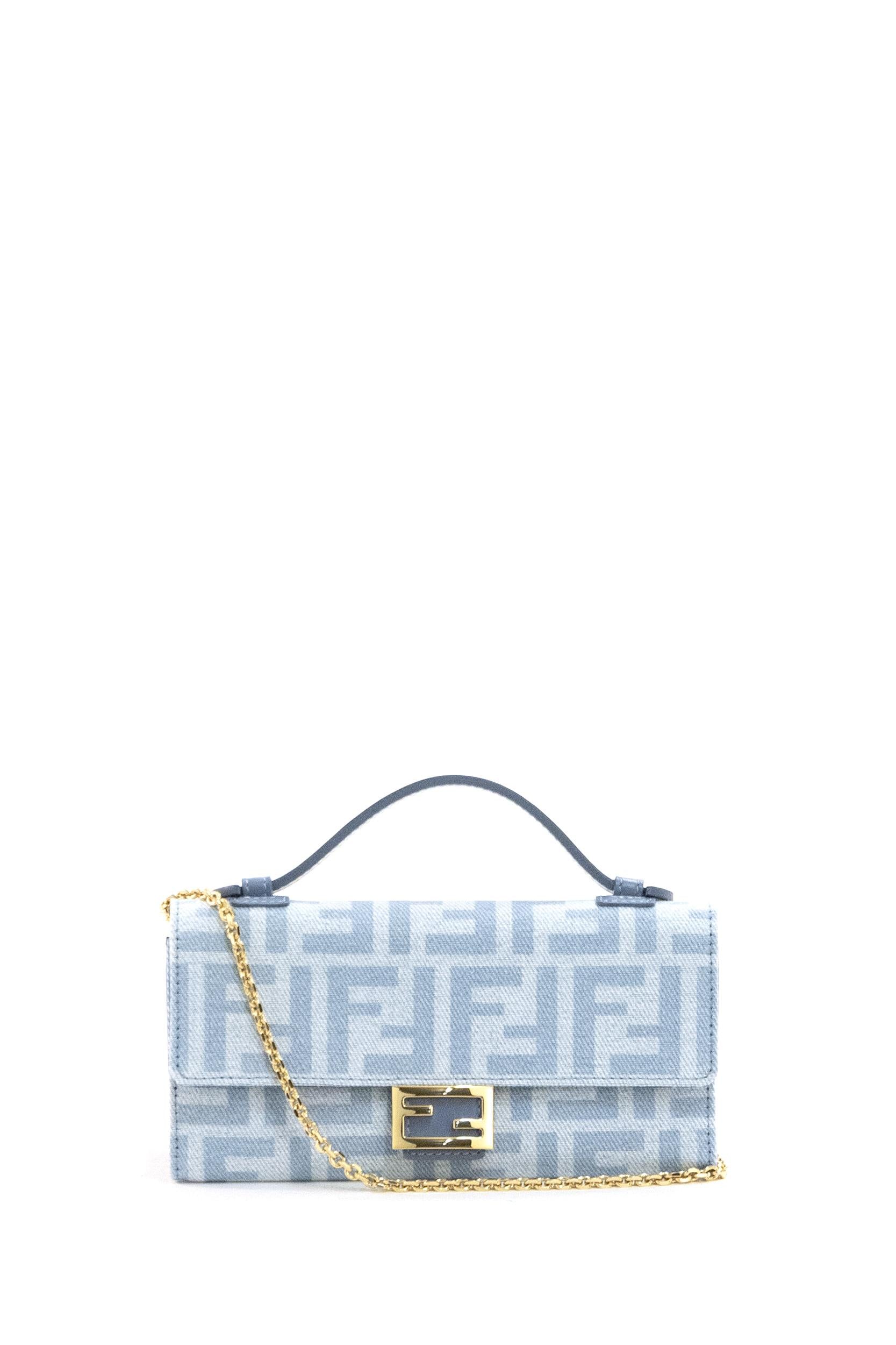 Portafoglio Continental in denim FF blu chiaro<BR/> 8M0565 AY6Y F1X25 FENDI 
