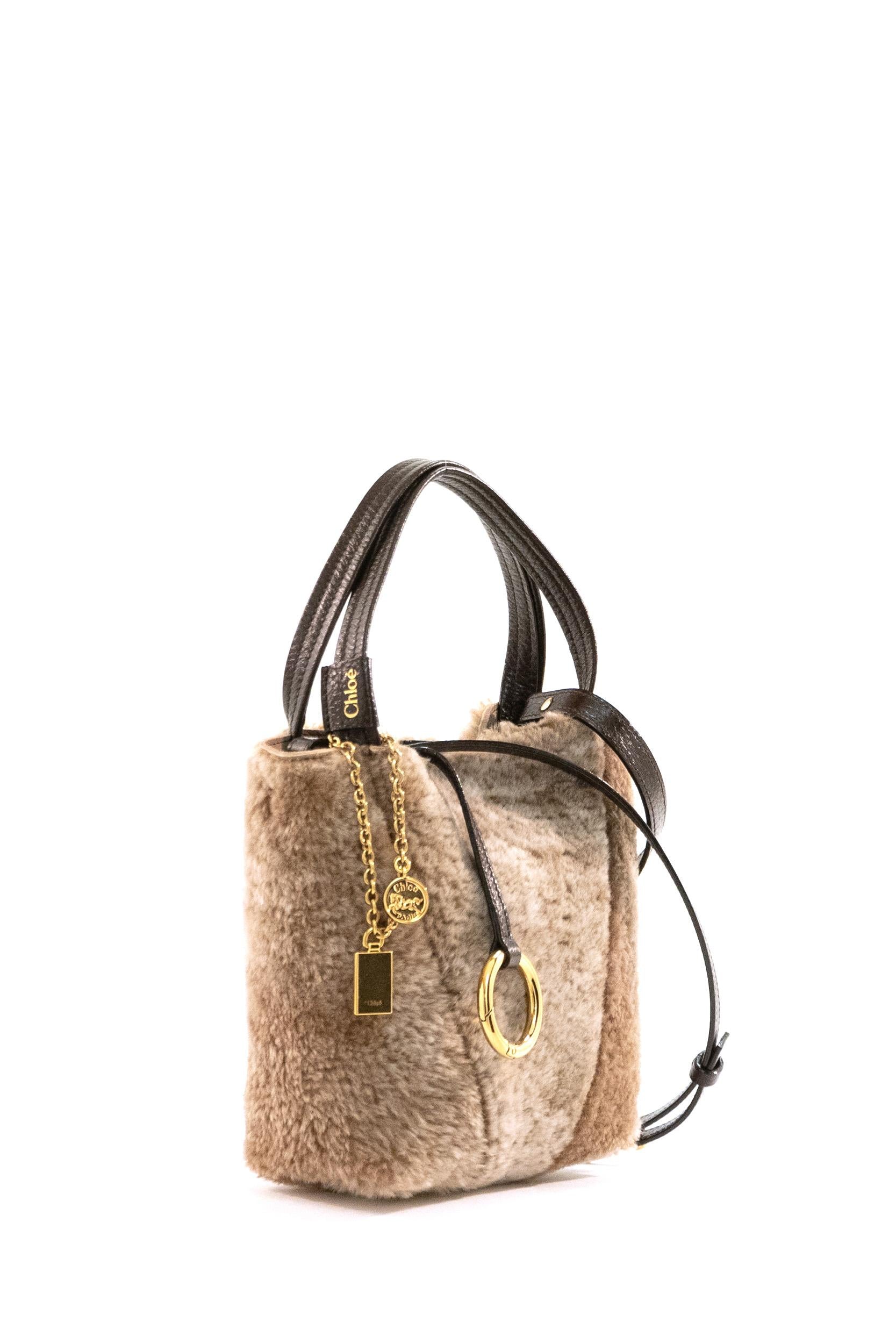 Borsa Spin in shearling color grigio<BR/> 25WS812Q45 083 CHLOE' 