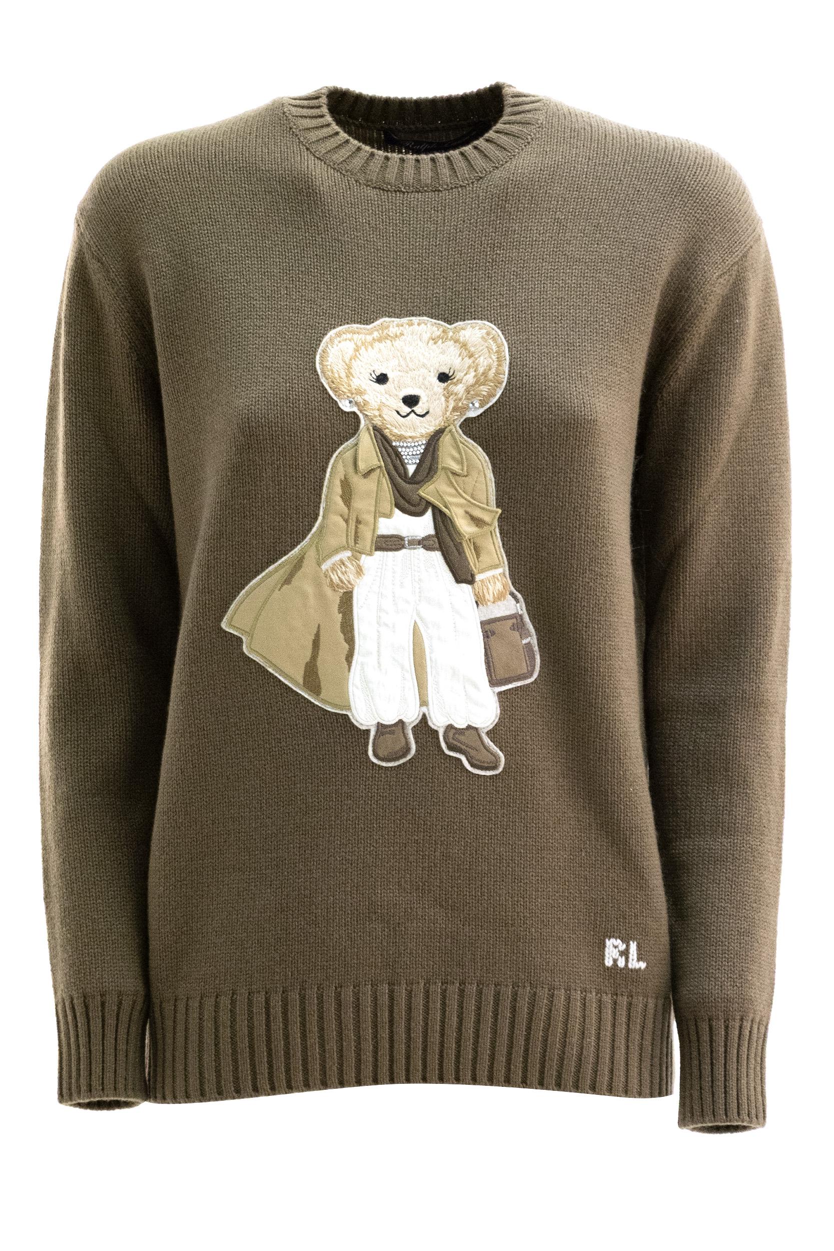 Pullover Polo Bear in cashmere color fango<BR/> 290P19037001 PORTOBELLO RALPH LAUREN 