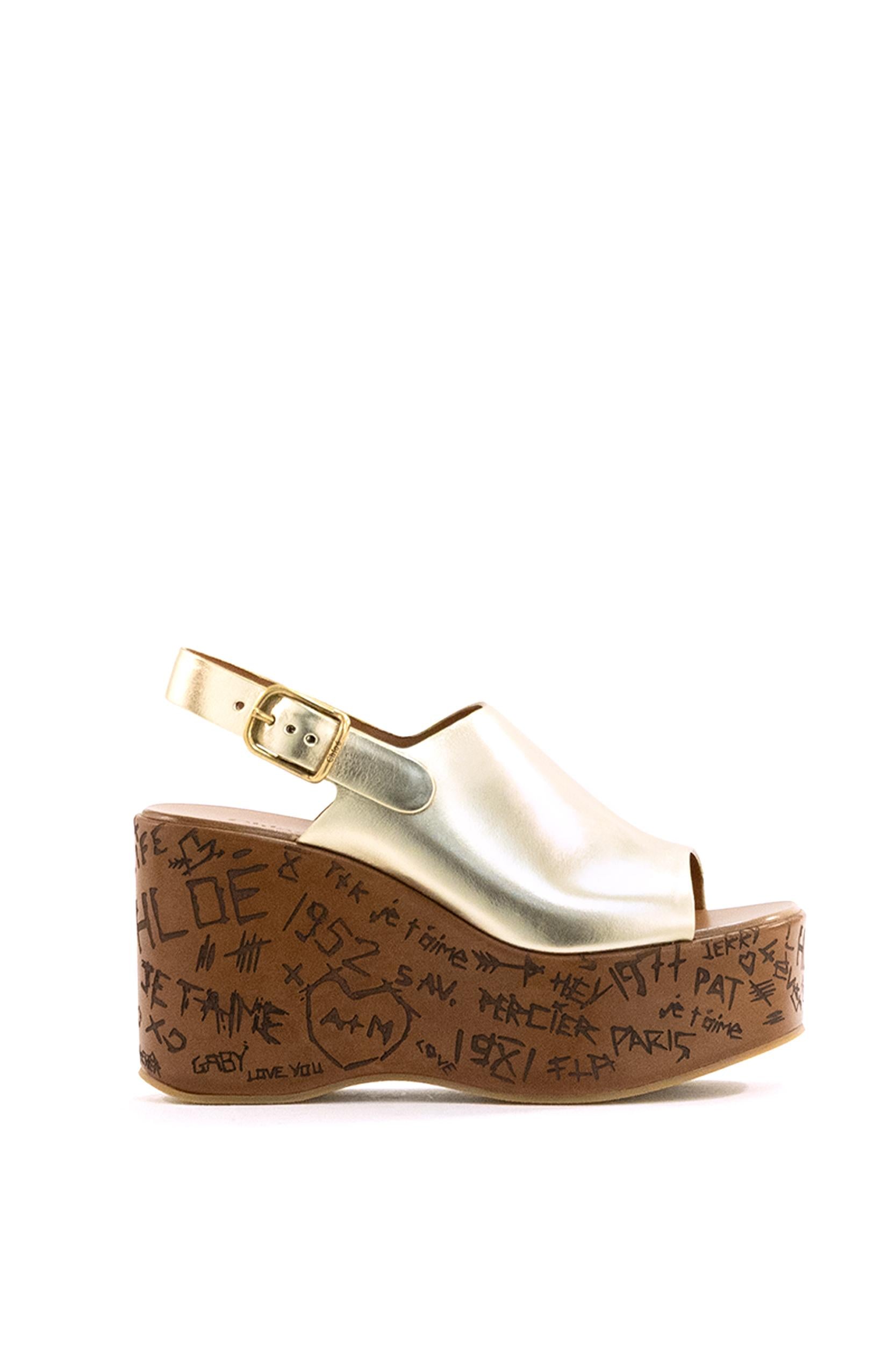 Sandali Maxime in pelle metallizzata di colore oro<BR/> 26U10GXL 9DA CHLOE' 