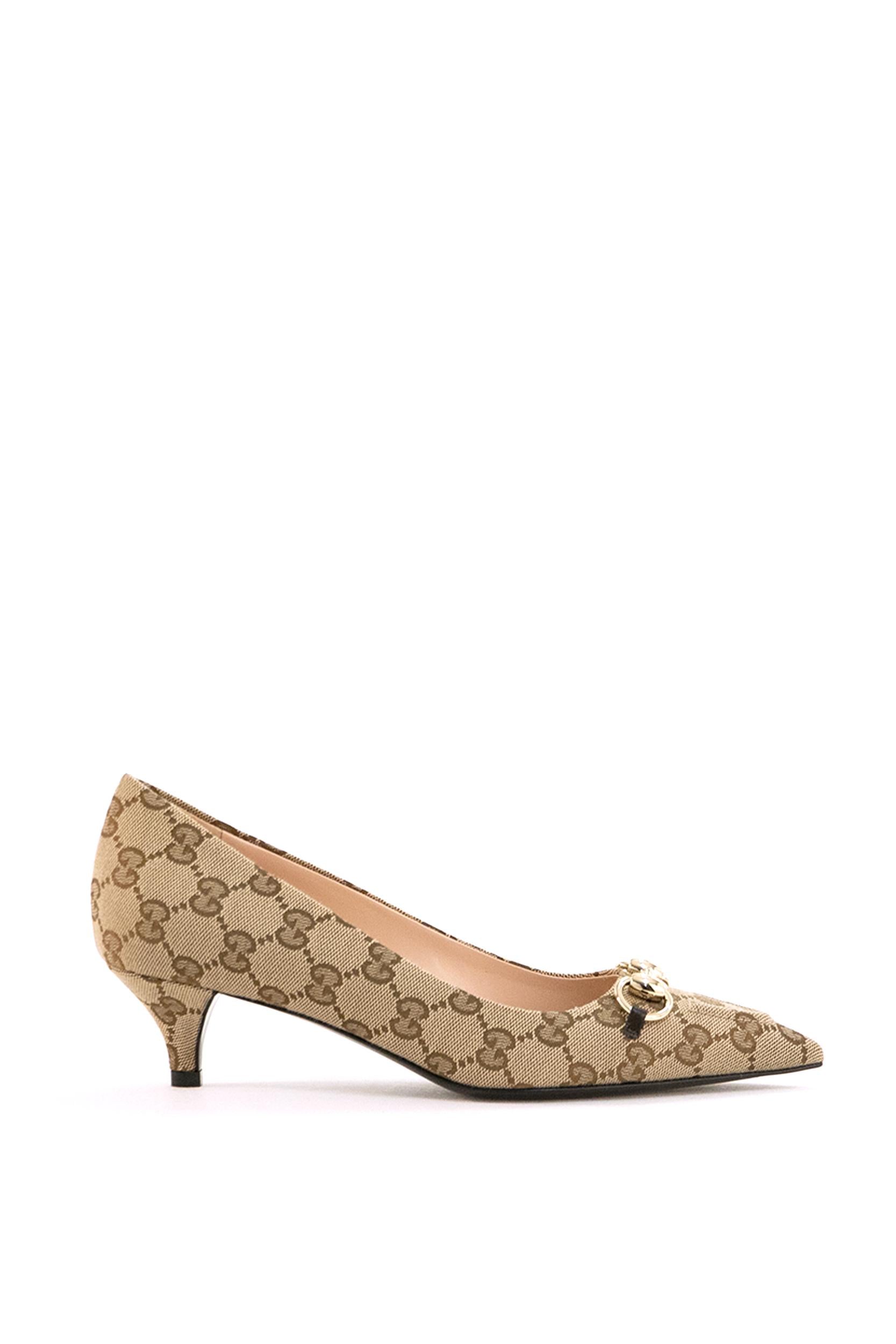 Décolleté in tessuto GG color beige e marrone<BR/> 853466 KY980 9744 GUCCI 