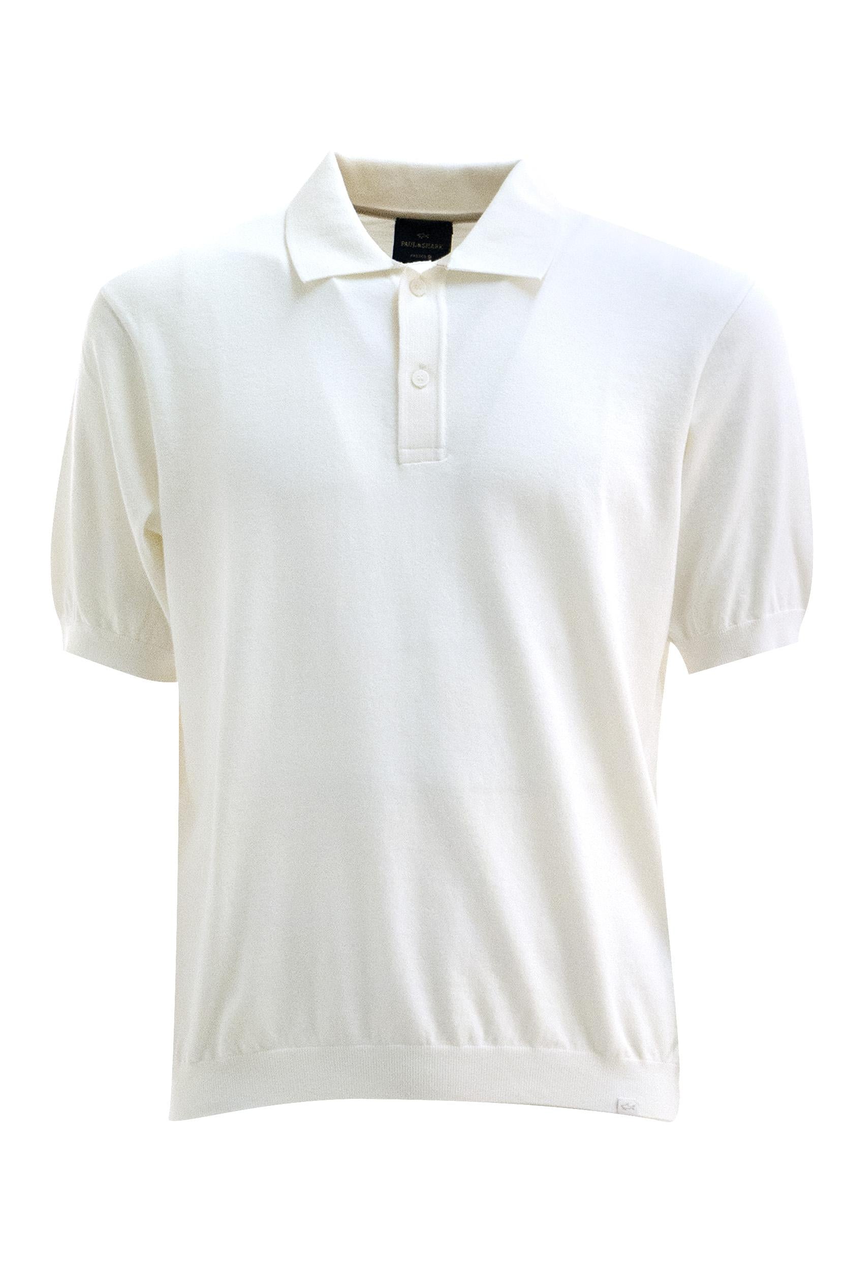 Polo in cotone di colore bianco <BR/> 25411610 108 PAUL & SHARK 