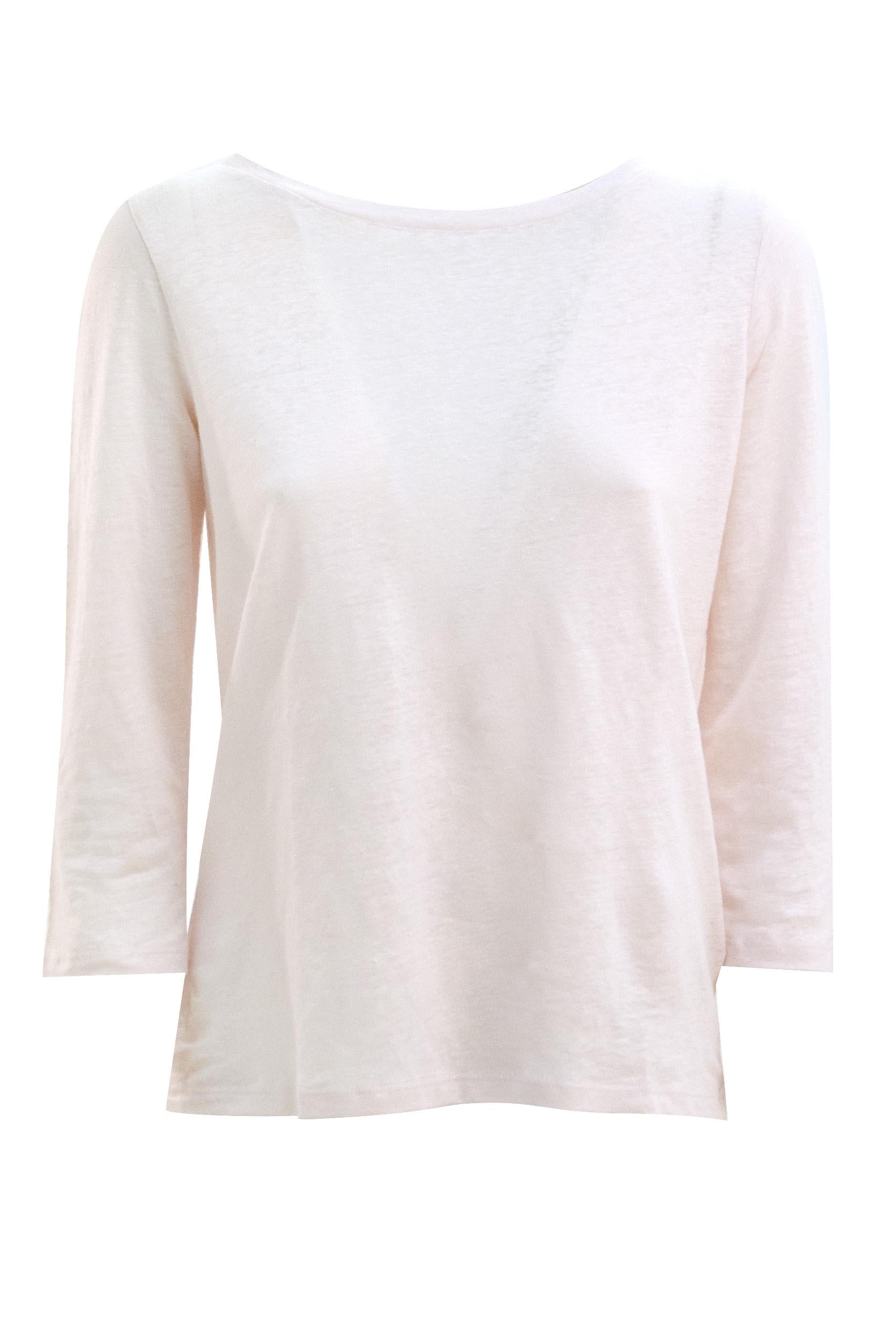 T-shirt in lino di colore rosa<BR/> E26M011-FTS397 1101 MAJESTIC 