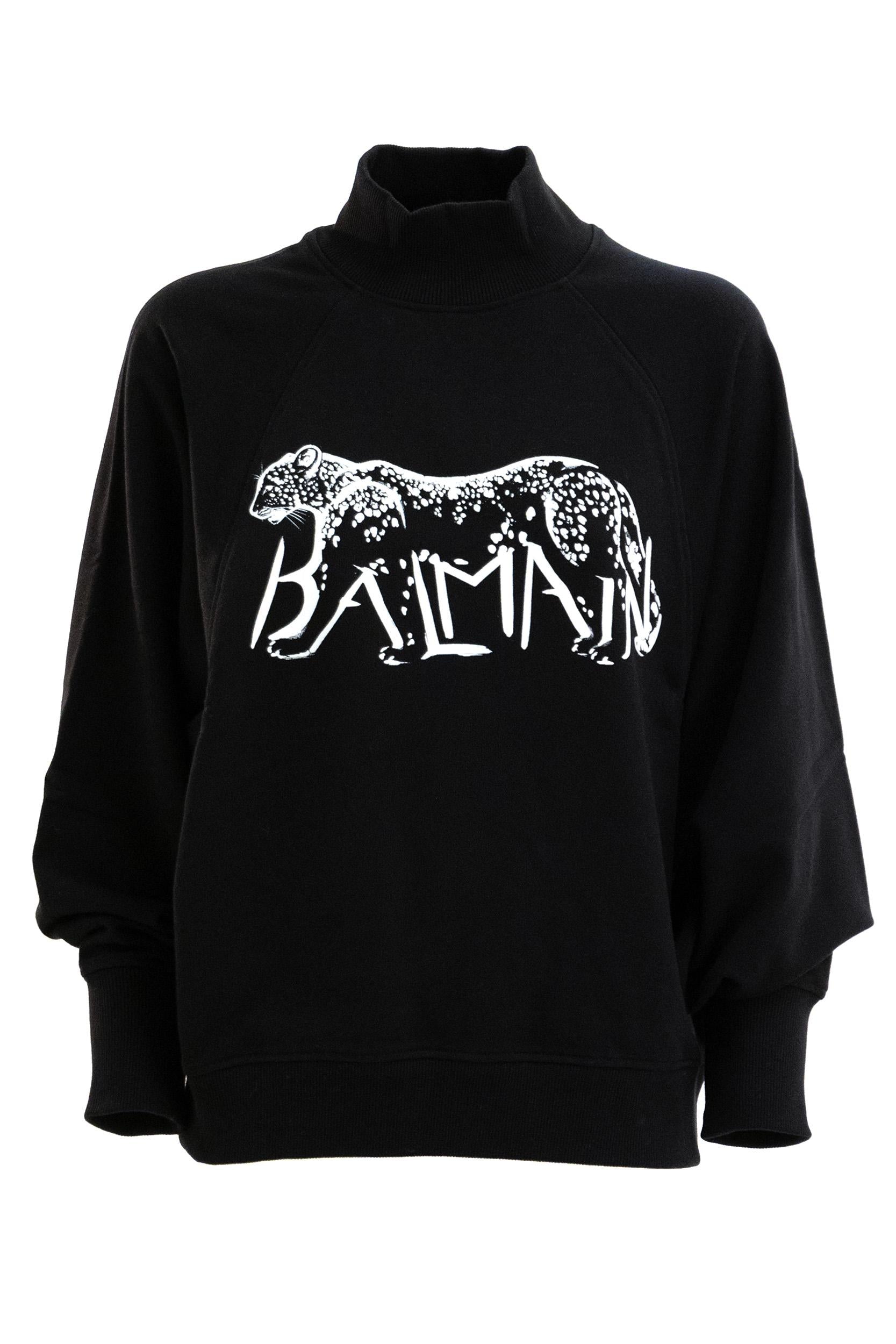 BALMAIN Felpa stampa leopardo colore nero<BR/> FF0JQ050GF22 EAB BALMAIN 