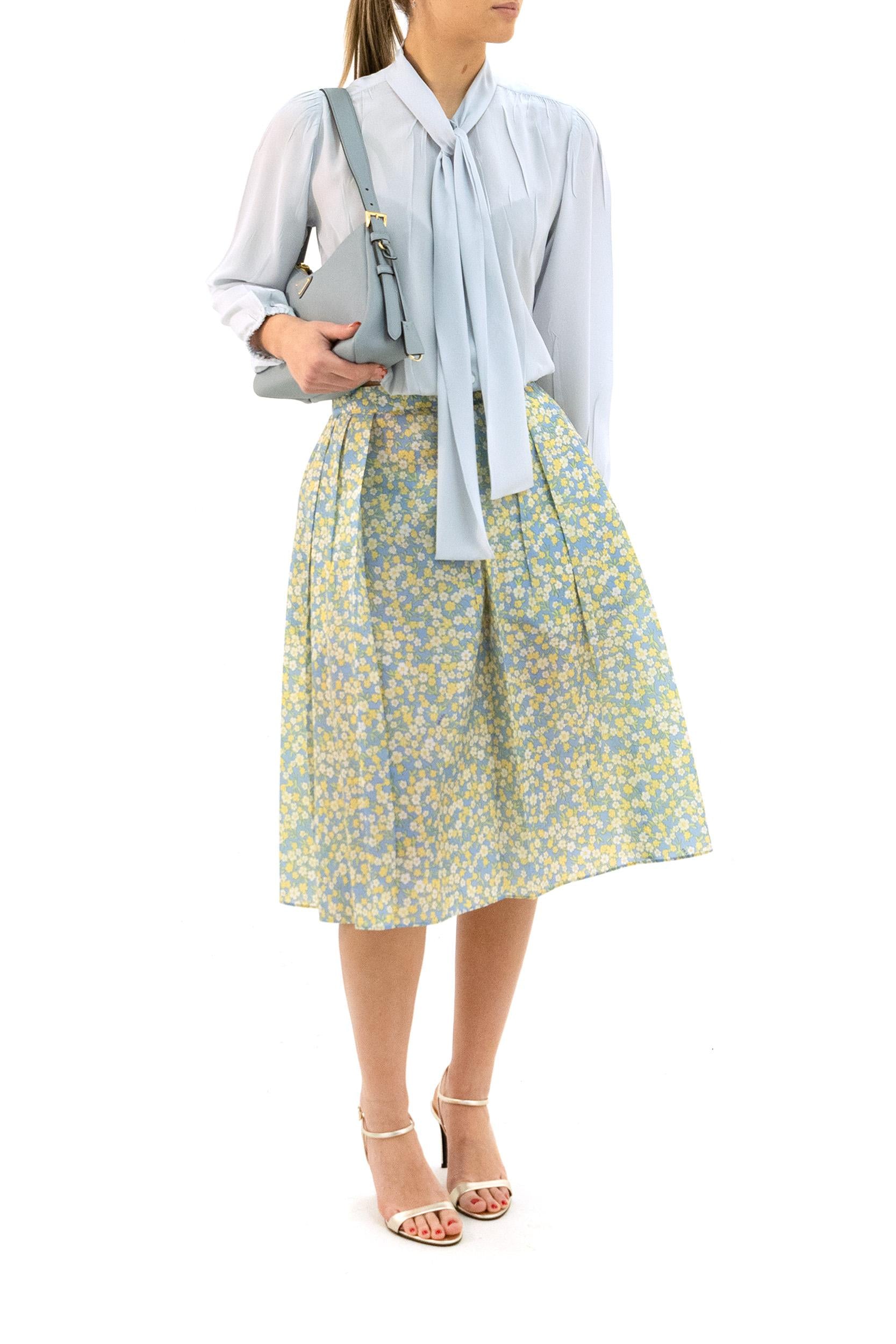 Gonna plissé in nylon di colore azzurro <BR/> 21H036 S OOO 19DI F0061 PRADA 