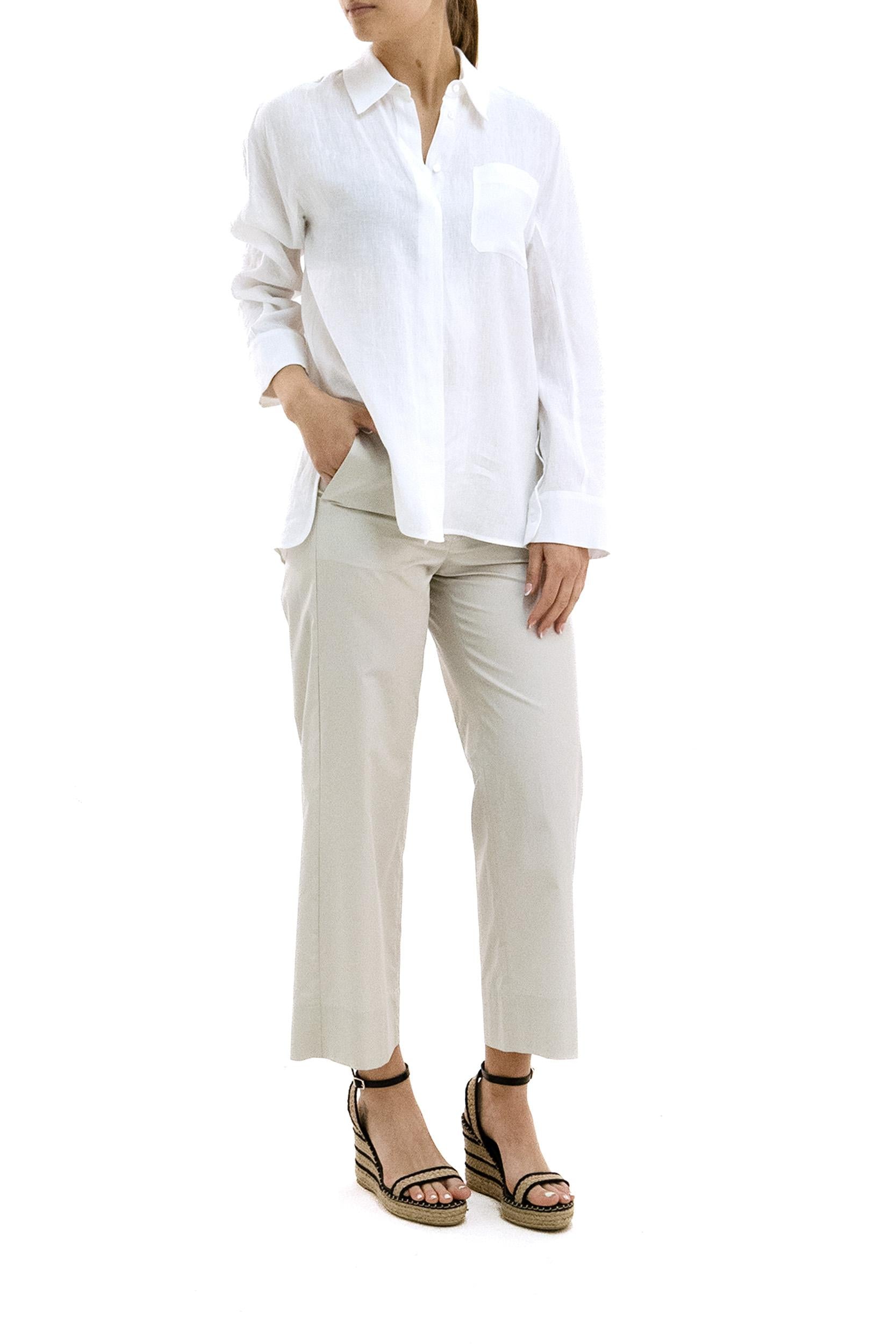 Pantaloni in cotone di colore bianco<BR/> SMMARGENTO 057 S MAX MARA 