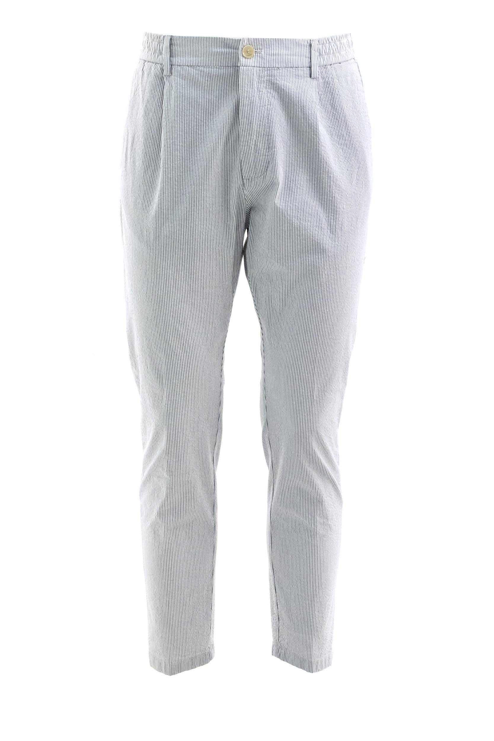 Pantaloni Mitte a Righe in Cotone Stretch<BR/> S.M04.MITTE 1708 524 CRUNA 