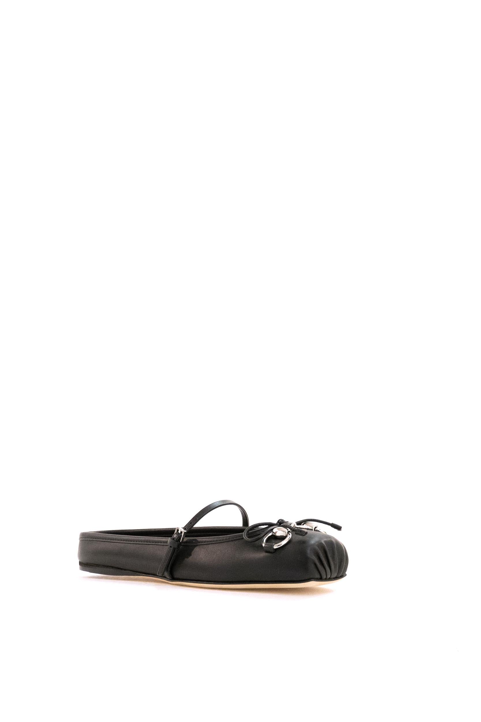 Sabot in pelle di colore nero con Morsetto<BR/> 850317 AAEA4 1000 GUCCI 