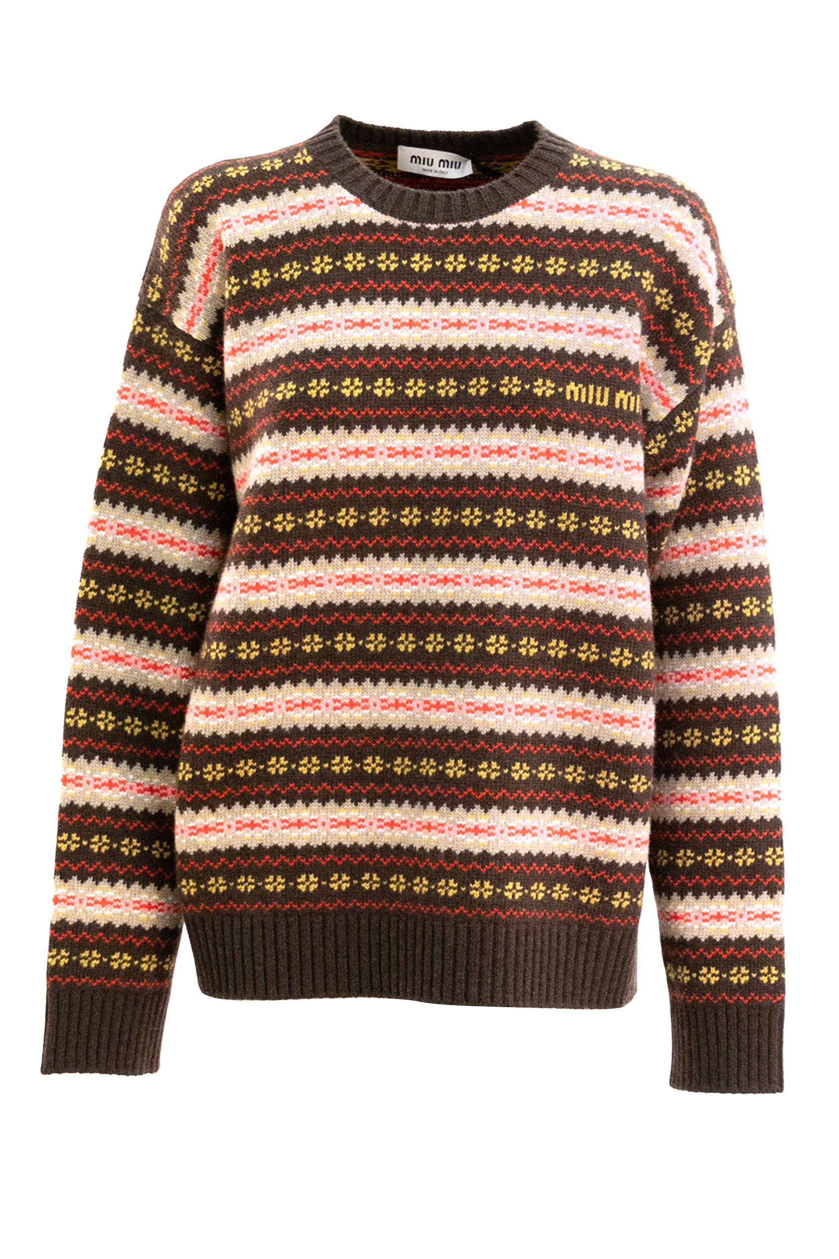 Pullover in lana con lavorazione jacquard multicolore<BR/> MML01R S OOO 18SH F0003 MIU MIU 