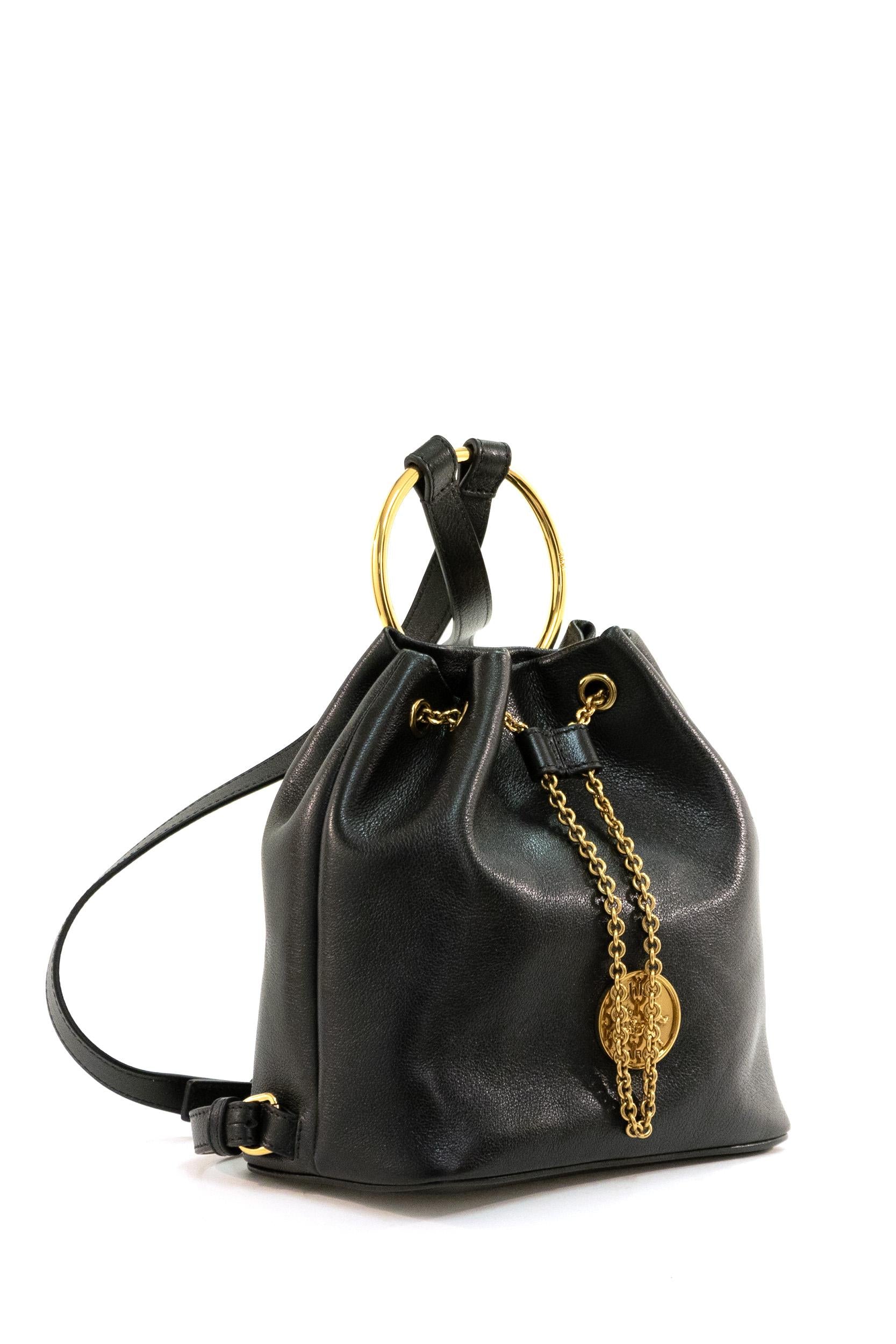 Zaino Bracelet in pelle martellata di colore nero<BR/> 25US774O37 001 CHLOE' 