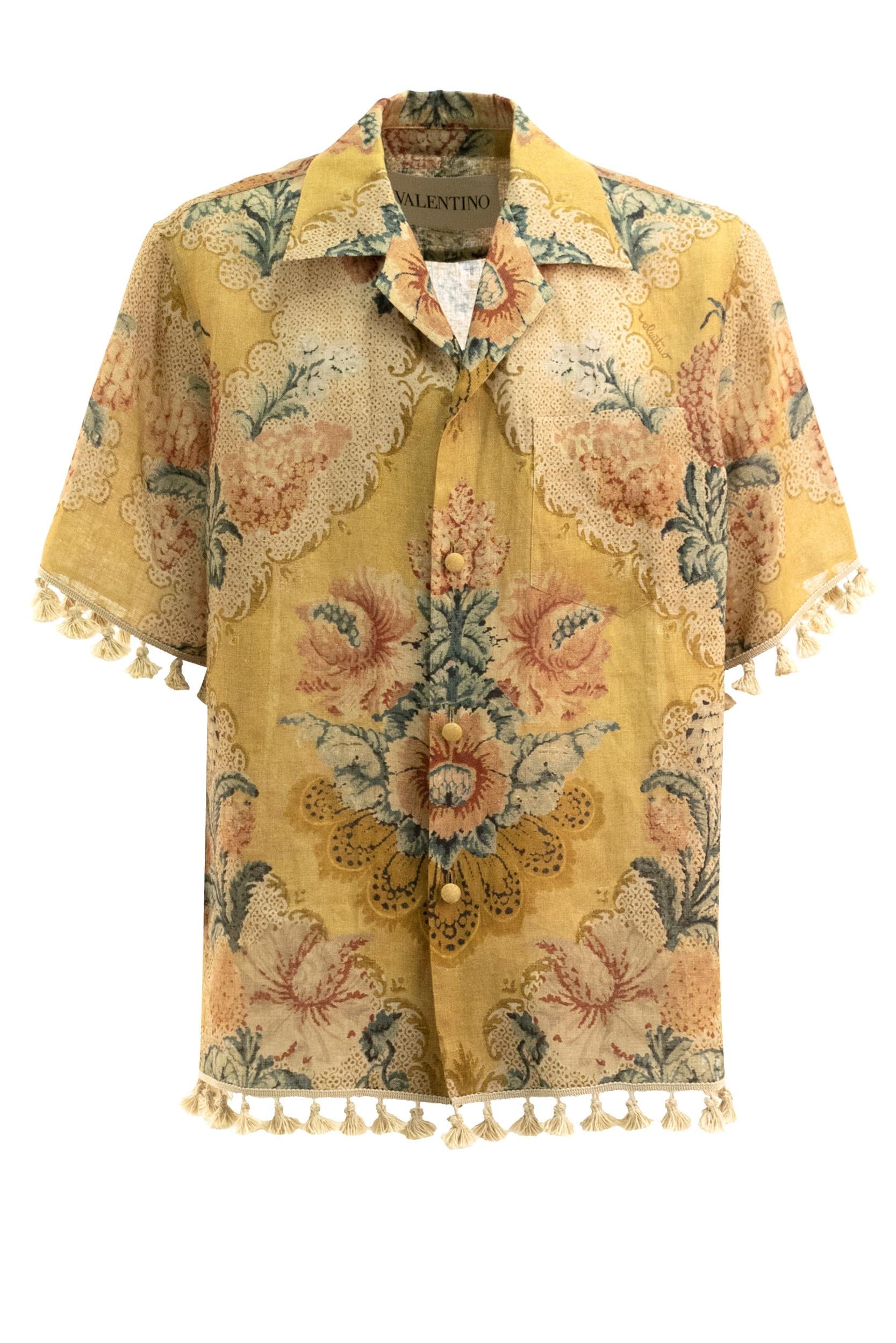 Camicia Bowling in Lino<BR/> 8V3AAN11BD2 C4U VALENTINO GARAVANI 