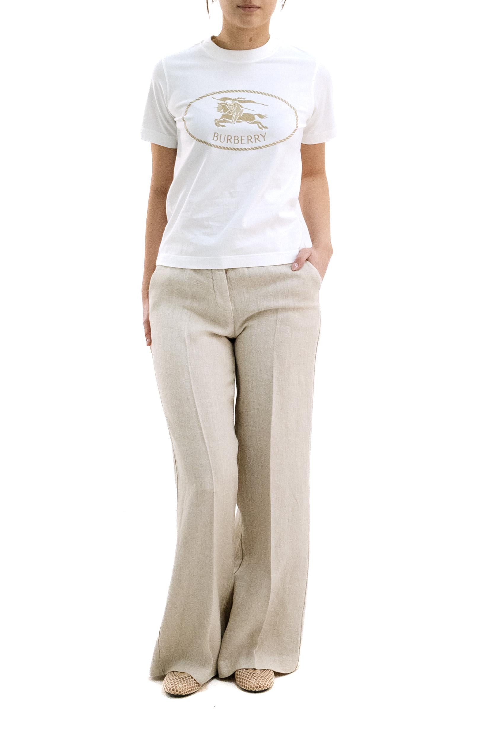 T-shirt in Cotone con Knight Stamp<BR/> 8109817 CHALCK BURBERRY 