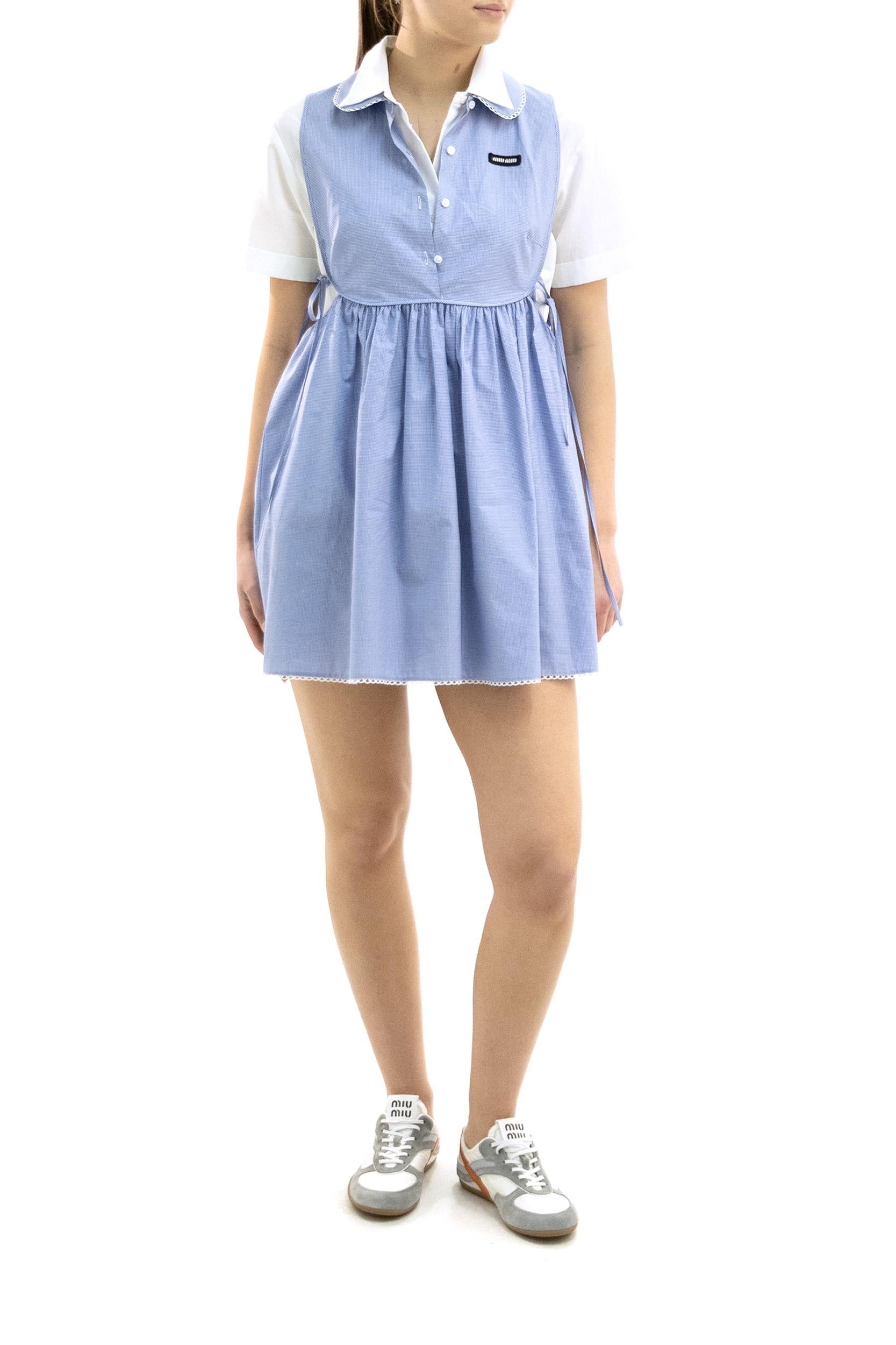 Abito in Popeline Vichy<BR/> MF6203 S OOO 187G F0AZ1 MIU MIU