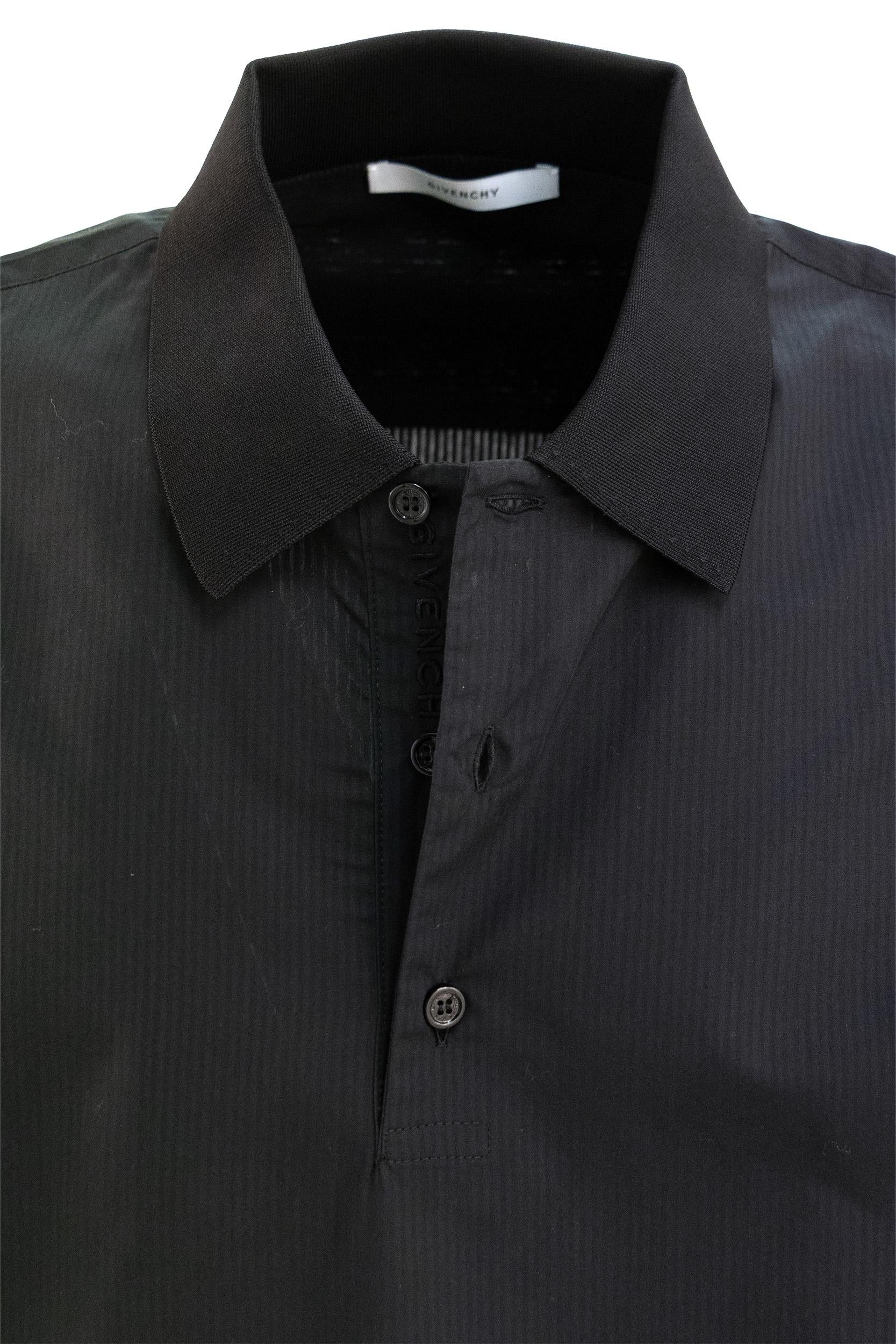 Polo in cotone a righe di colore nero<BR/> BML00J163D 001 GIVENCHY 