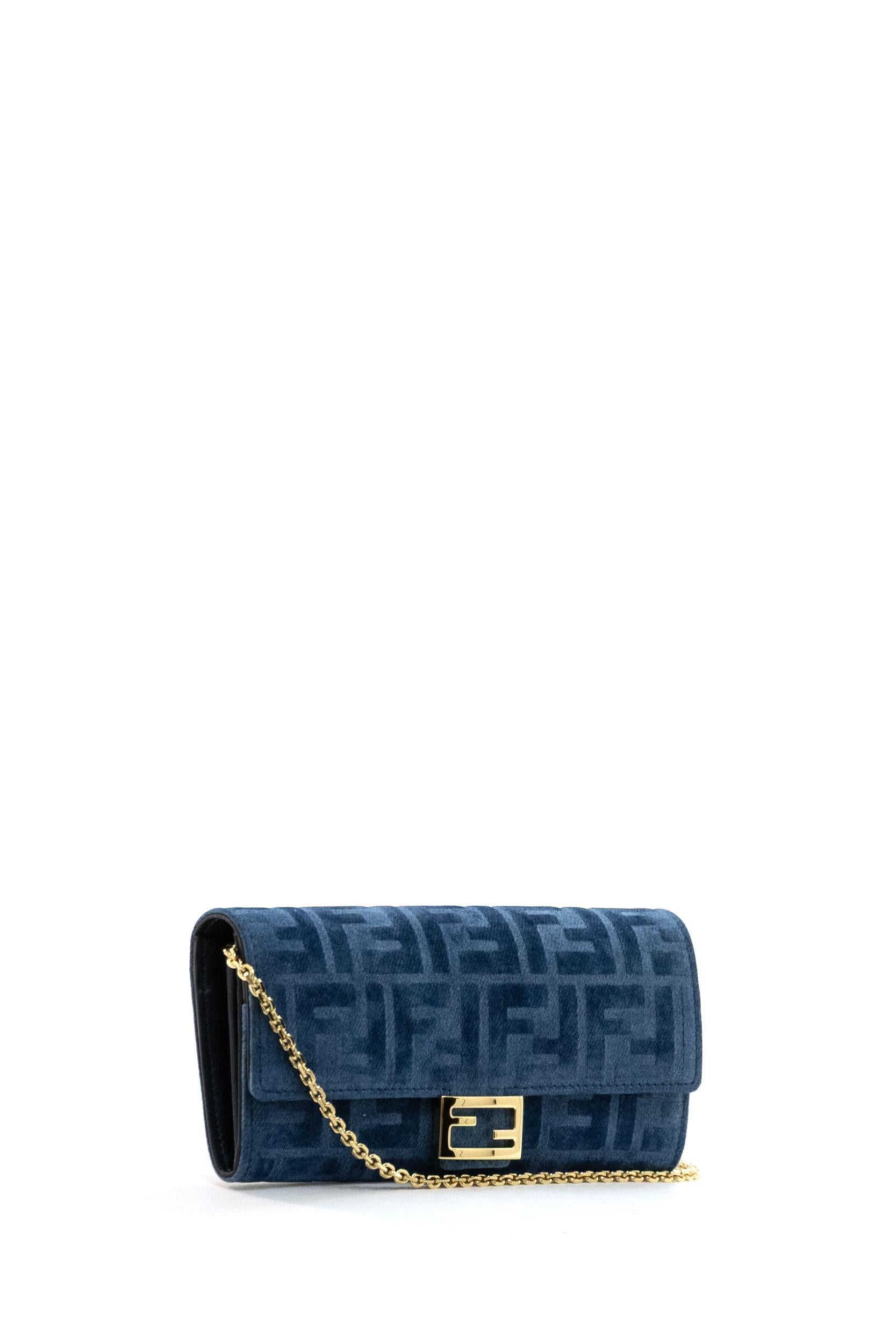Portafoglio Continental in Denim Floccato FF<BR/> 8M0365 AW5H F1UJW FENDI 
