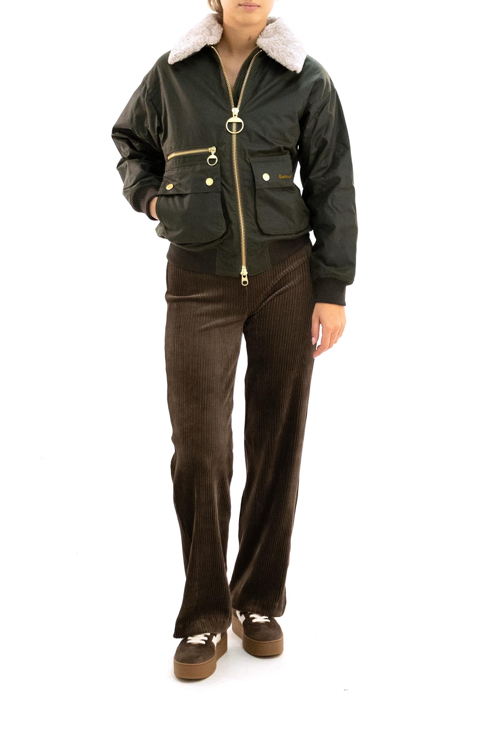 Bomber Maxine Cotone Cerato Verde<BR/> LWX1488 LWX OL99 BARBOUR 
