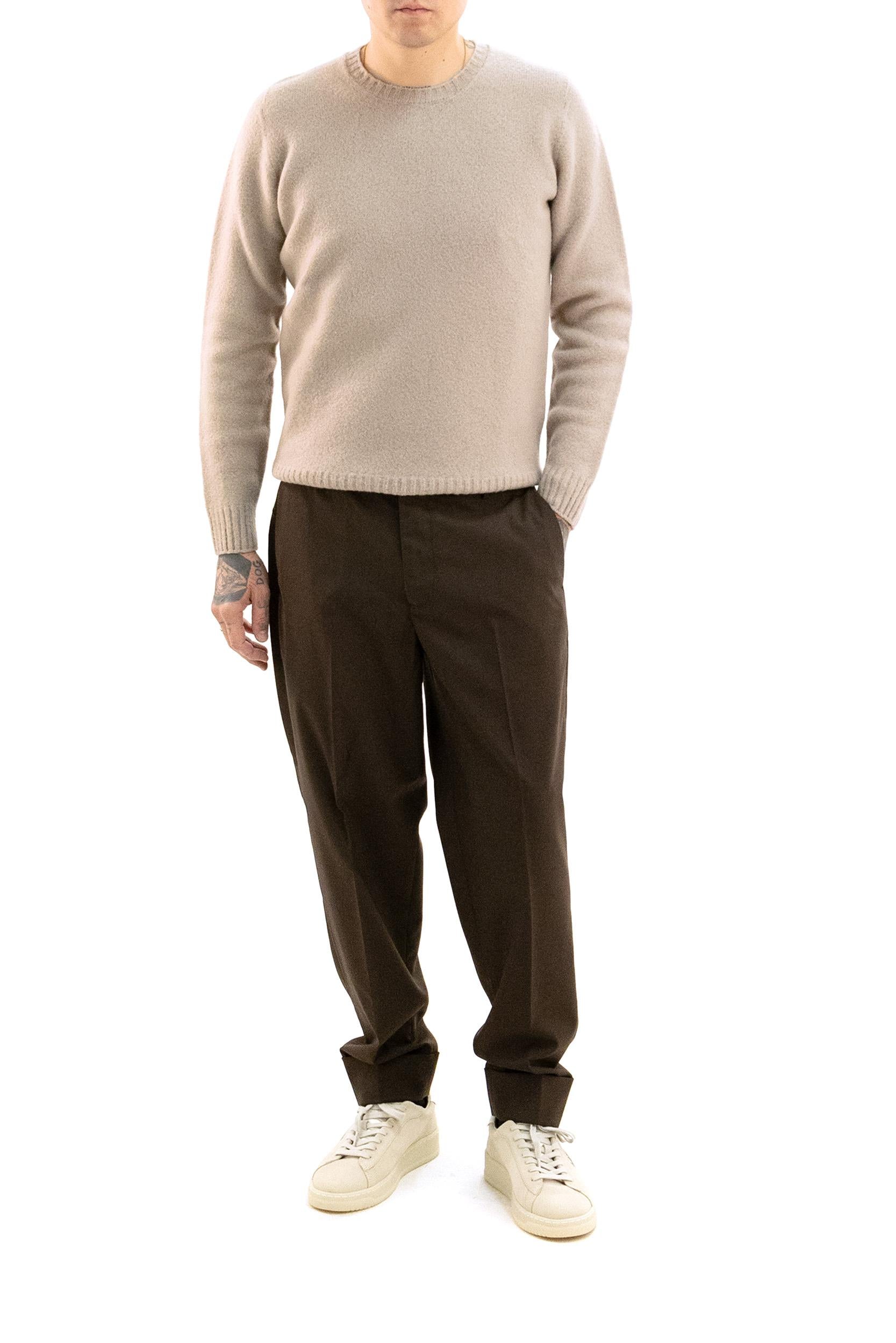 Pantaloni in lana di colore marrone<BR/> S.M03.BERGEN 1627 144 CRUNA 