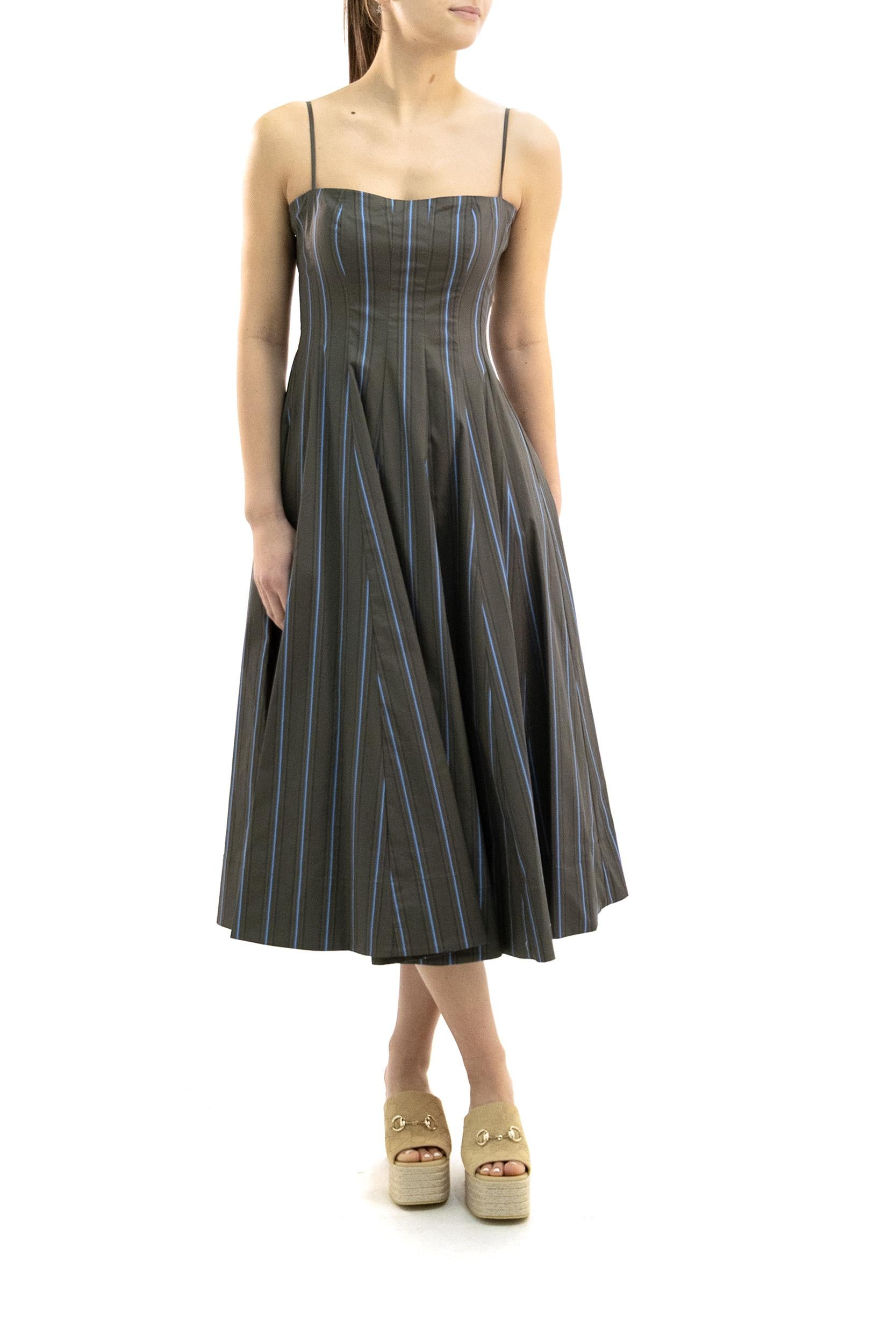 Abito Wylie in Popeline di Cotone a Righe<BR/> R26S2274SP HNST STAUD 