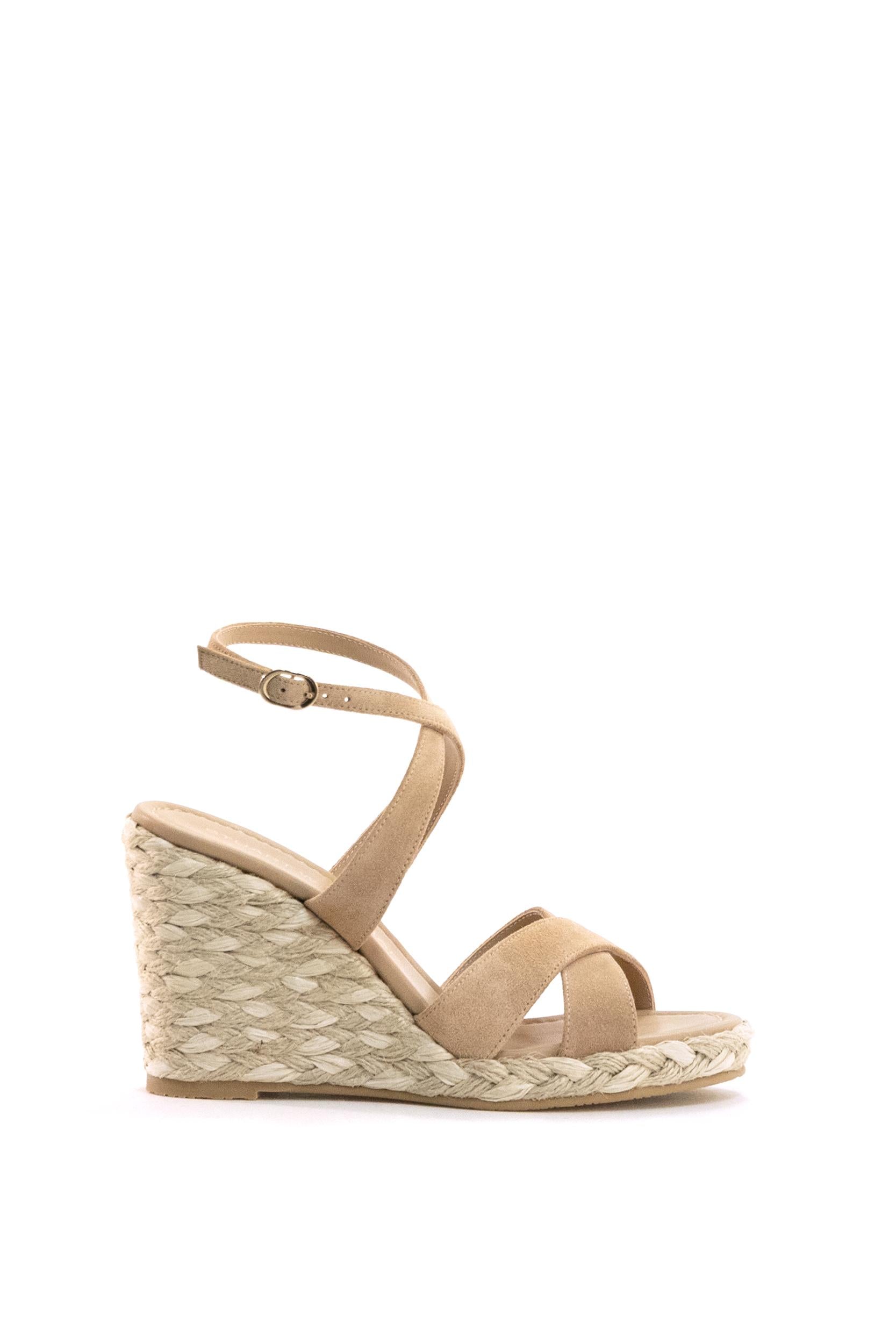 Sandali con zeppa Alyssa in suede color beige<BR/> ALYSSA WEDGE CAMEL STUART WEITZMAN 