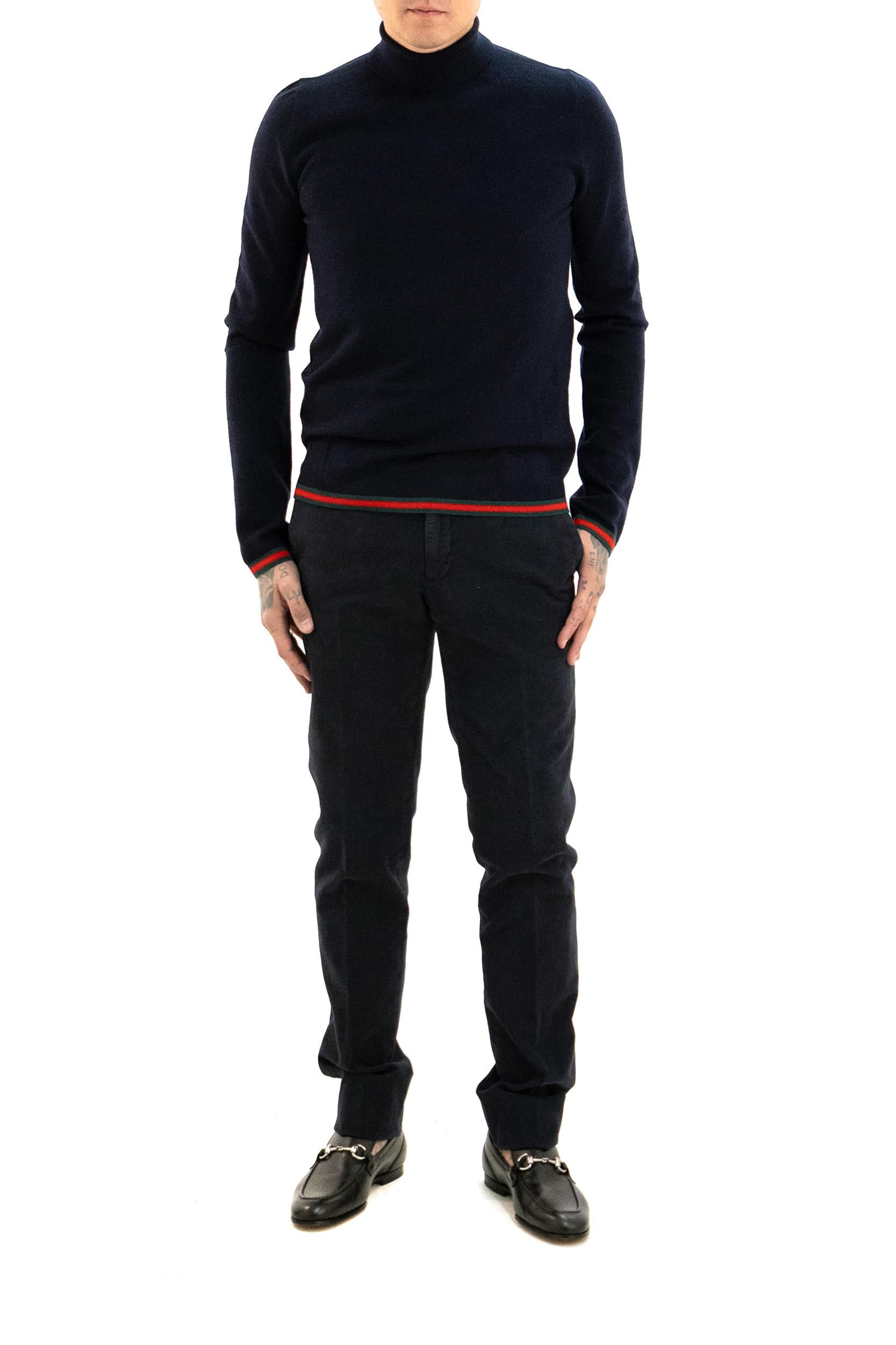 Pullover in cashmere di colore blu<BR/> 850166 XKE04 4795 GUCCI 