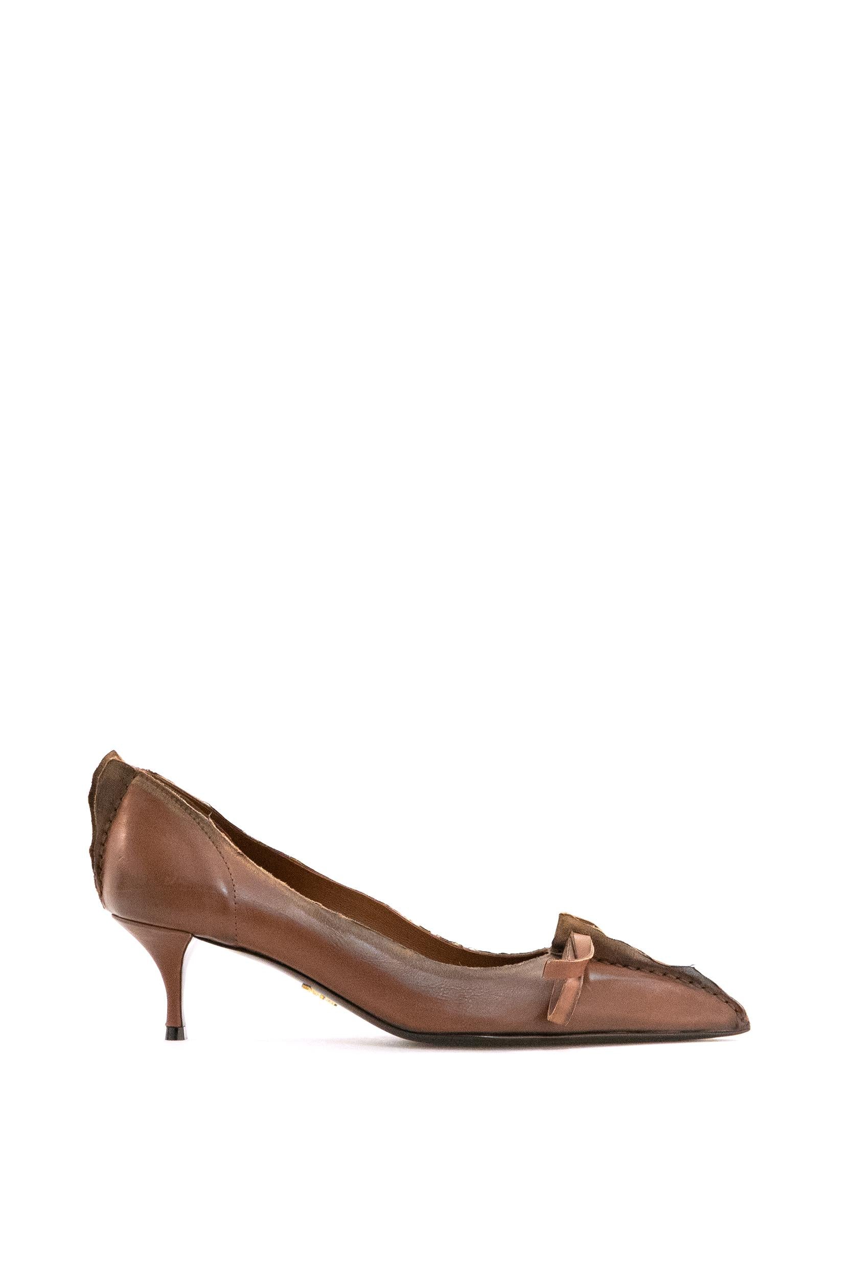 PRADA Décolleté in pelle anticata color marrone <BR/> 1I208O F A055 V69 F0324 PRADA 