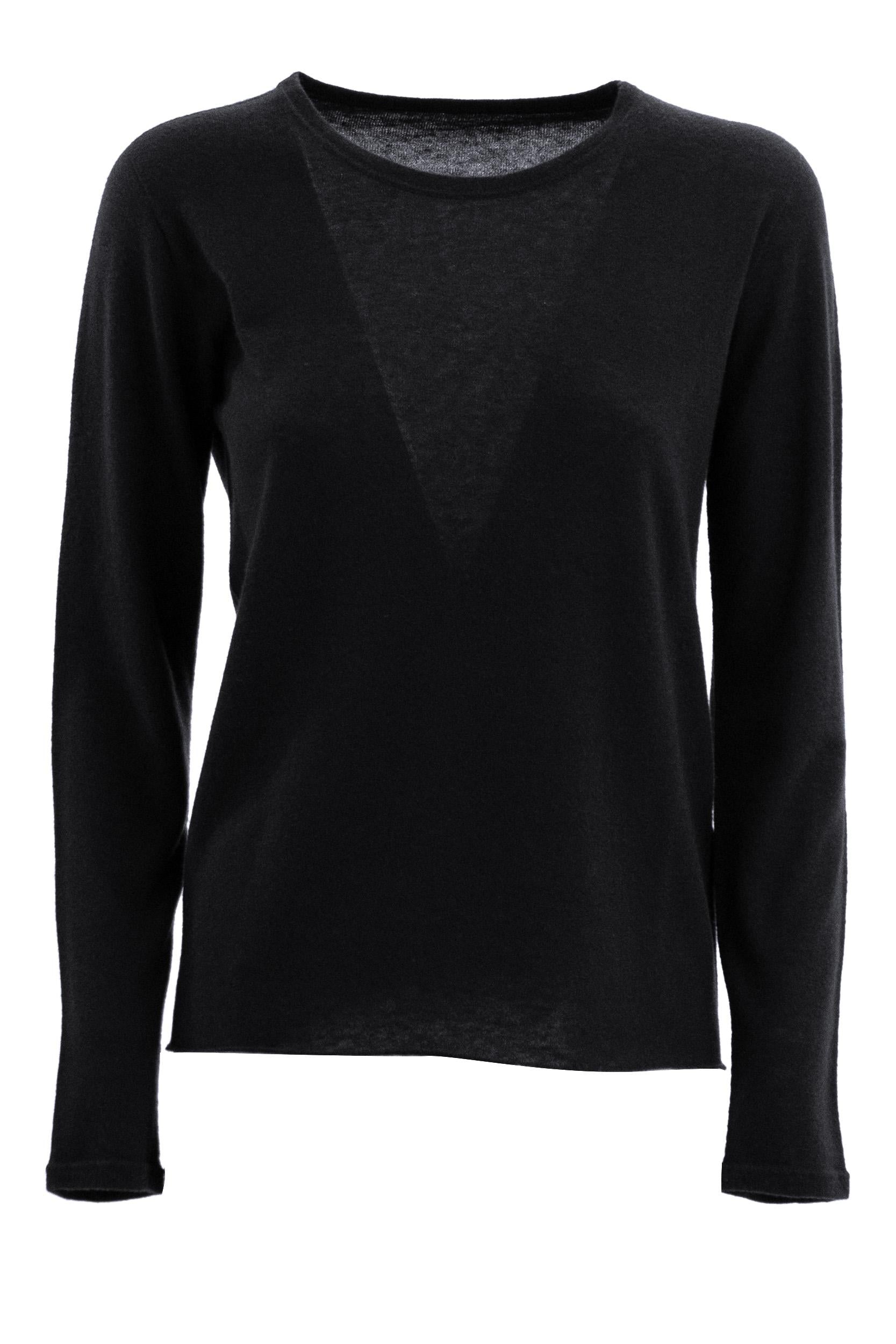 Pullover in cashmere di colore nero<BR/> H25M251-FPU364 002 MAJESTIC 