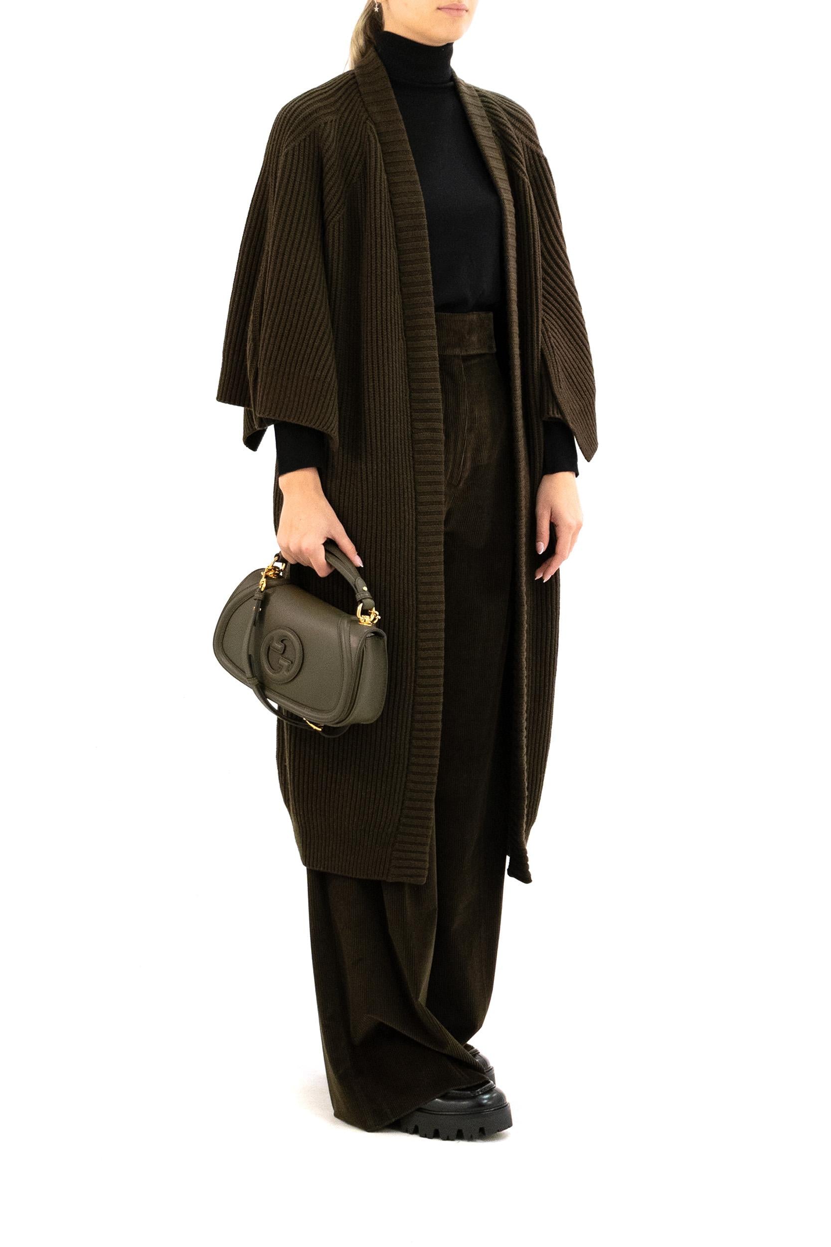 Cardigan Atollo in lana e cachemire a coste color verde muschio<BR/> ATOLLO1234 006 MAX MARA 