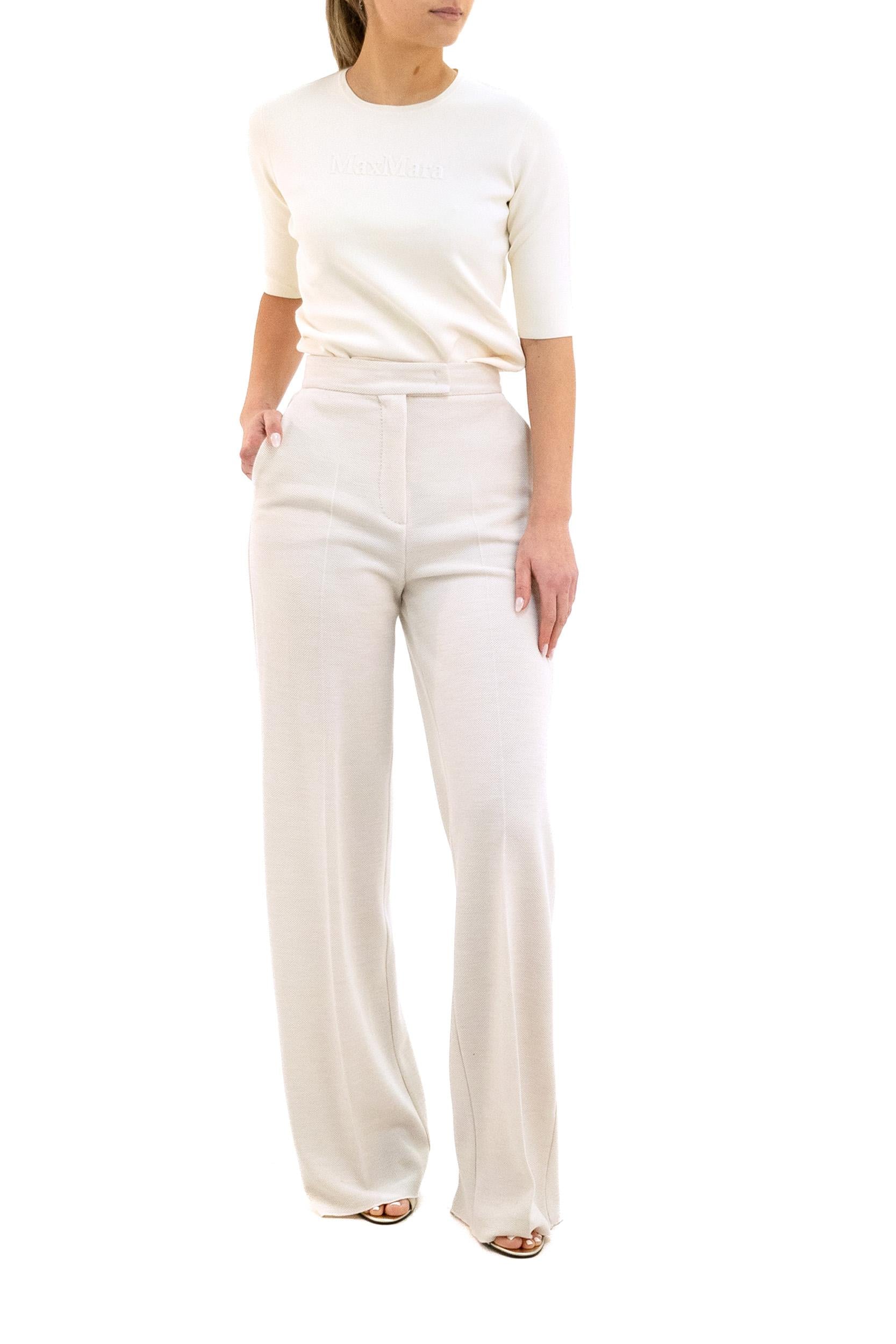 Pantaloni in jersey piquet color avorio<BR/> MXMATTINA 001 MAX MARA 