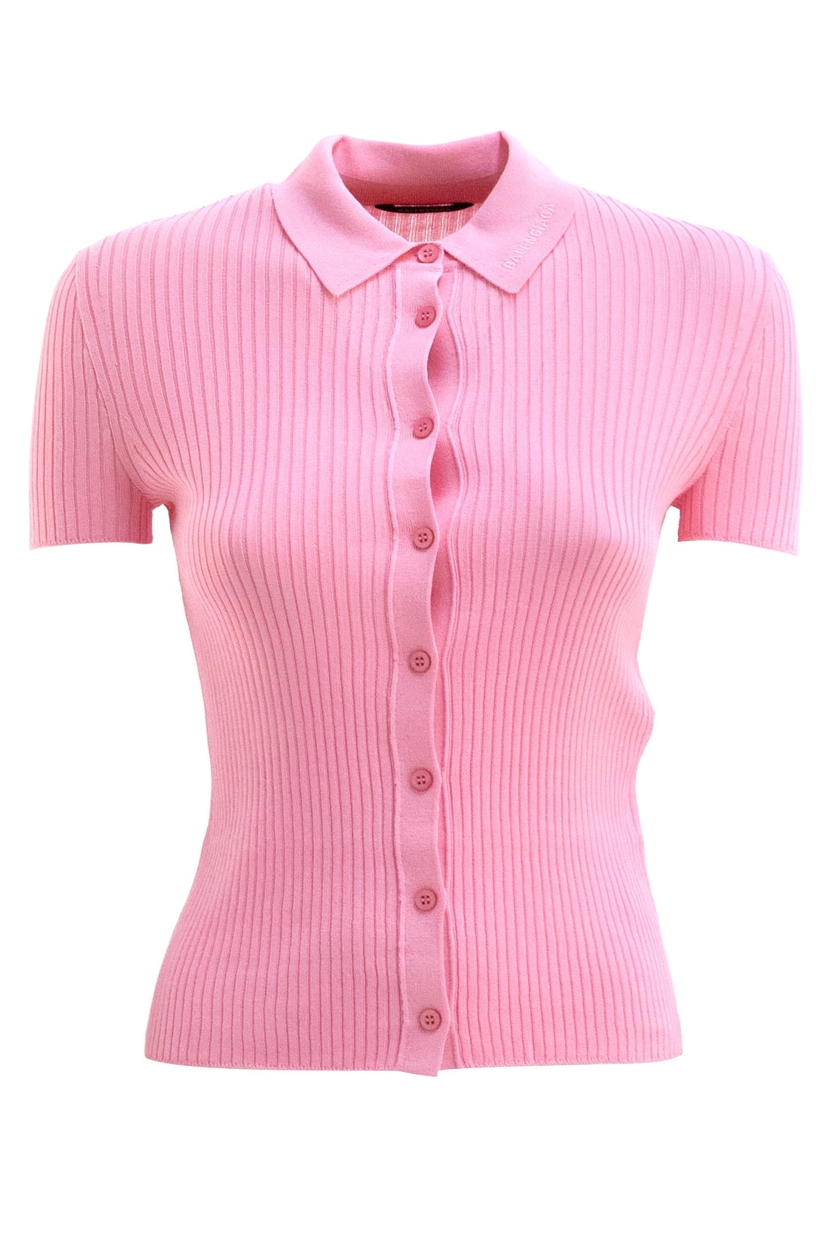Camicia a Maniche Corte in Maglia<BR/> 857233 T5237 5000 BALENCIAGA 