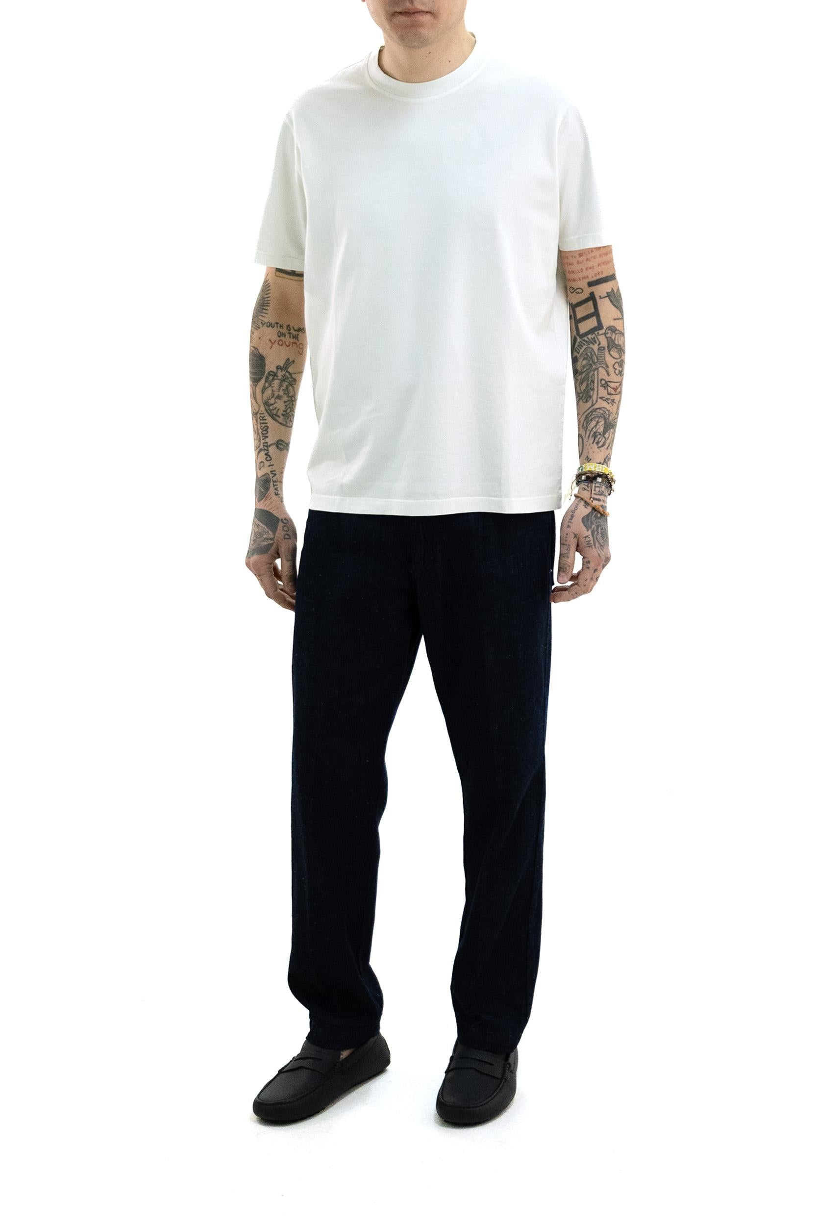 T-shirt in jersey di cotone di colore bianco<BR/> 25411006 469 PAUL & SHARK 