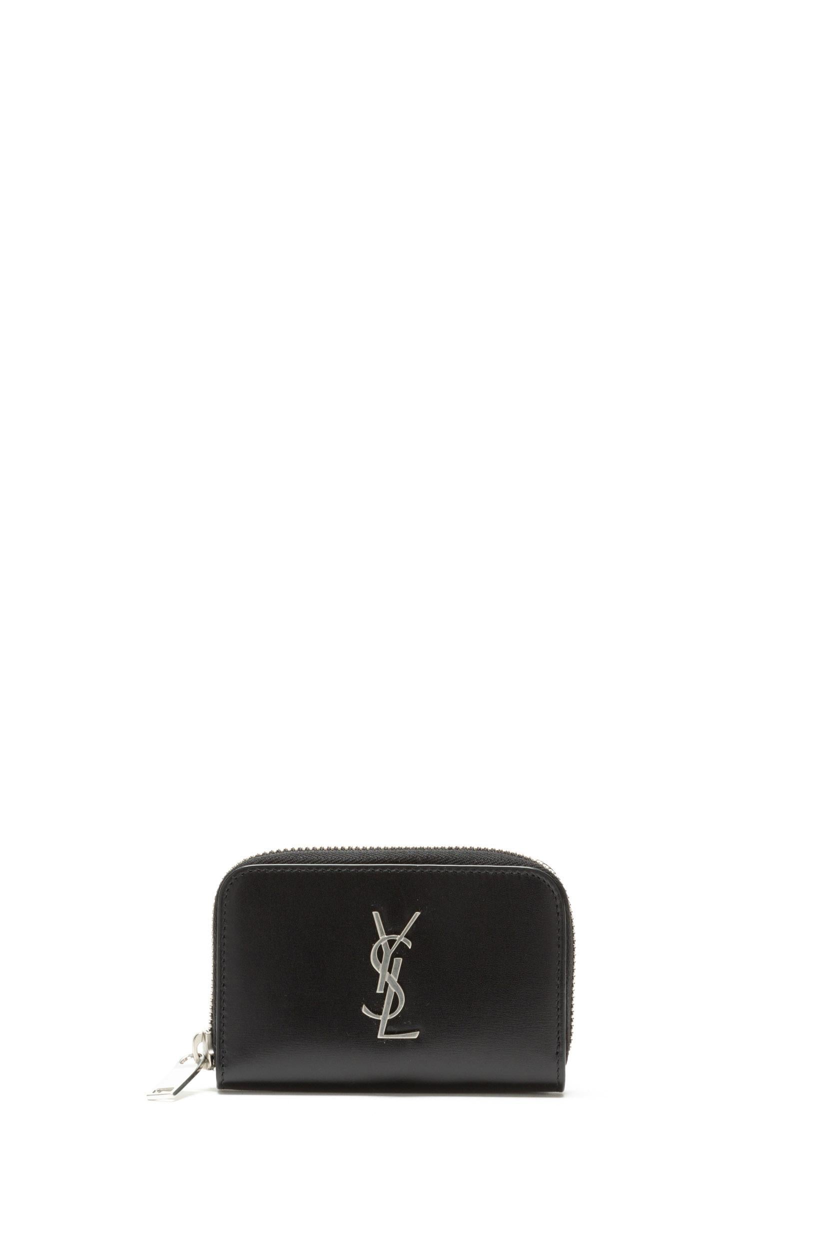 Portamonete Cassandre in pelle liscia con logo in metallo 535411 0SX0E 1000 SAINT LAURENT 