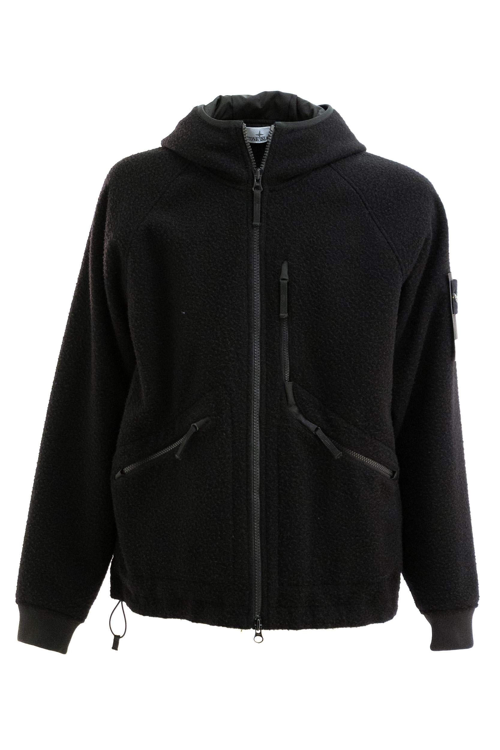 Giacca in lana e nylon di colore nero<BR/> K2S154100060 S0214 V0029 STONE ISLAND 