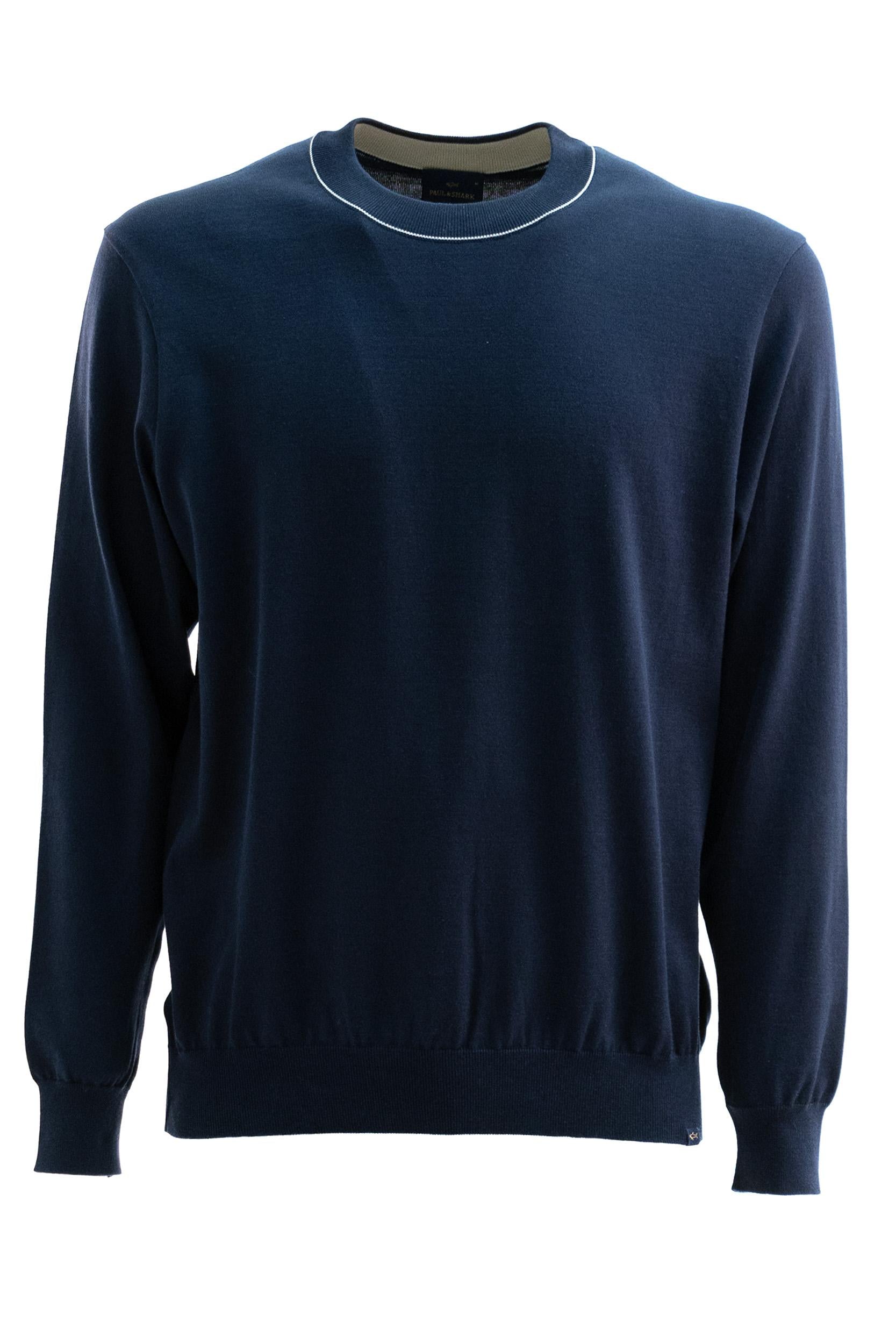 Pullover in cotone di colore blu<BR/> 26411515 013 PAUL & SHARK 
