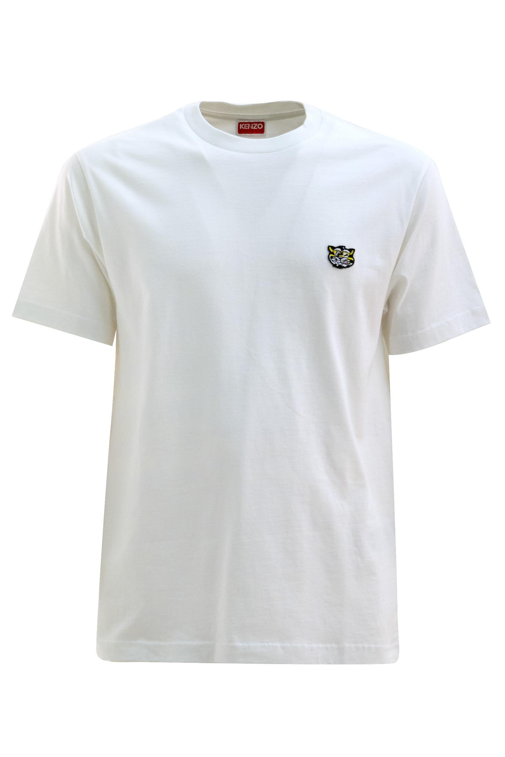 T-shirt in cotone di colore bianco<BR/> FG55TS2054SG 02 KENZO 