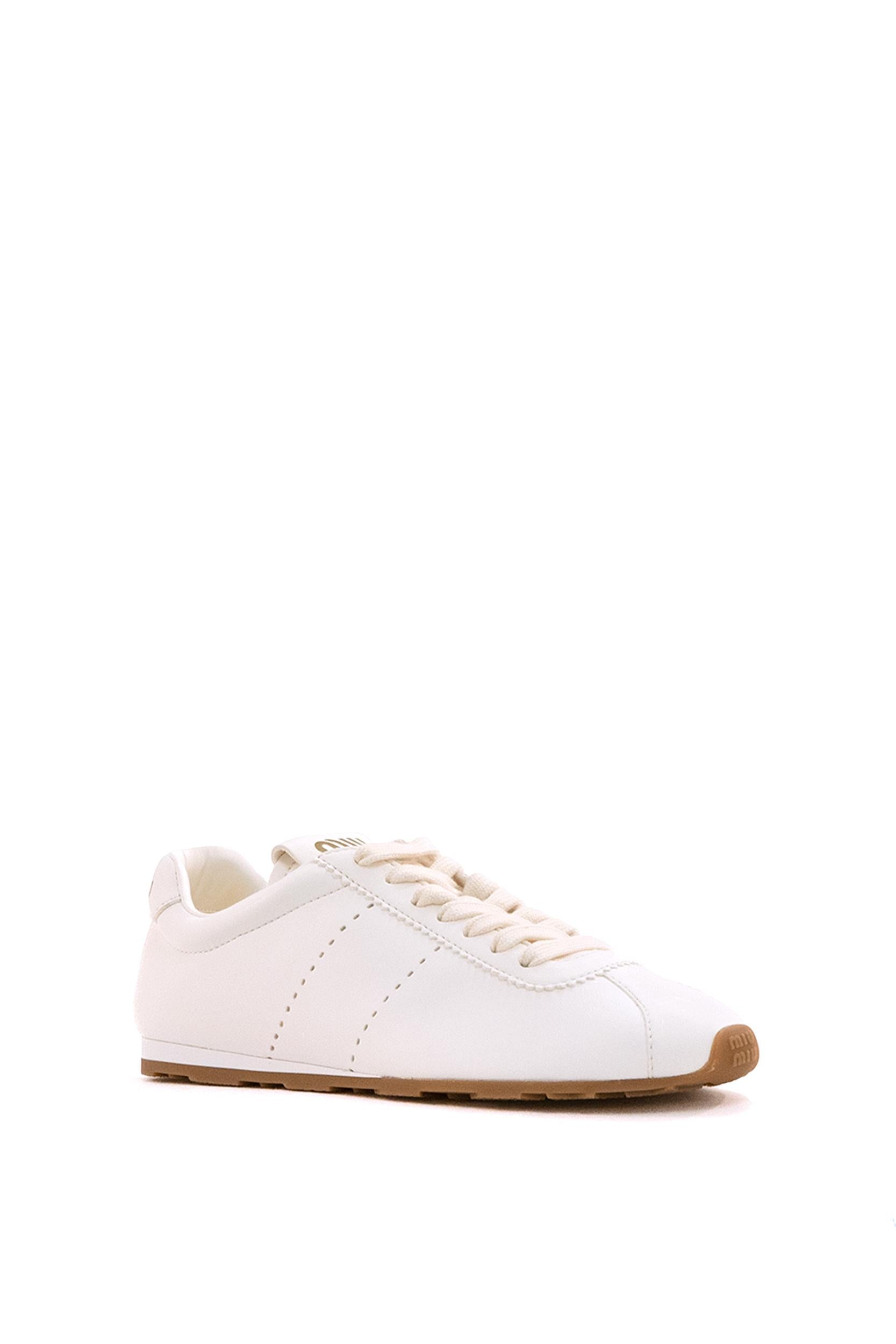 Sneakers Plume in nappa color avorio<BR/> 5E114E F 005 038 F0304 MIU MIU 