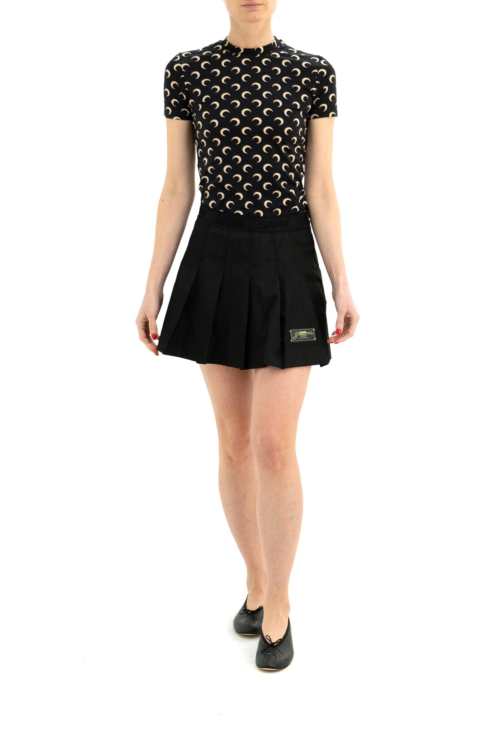 T-shirt in jersey elasticizzato con stampa Moon di colore nero e beige<BR/><BR/> UTS001A CJER0001 IT99 MARINE SERRE 