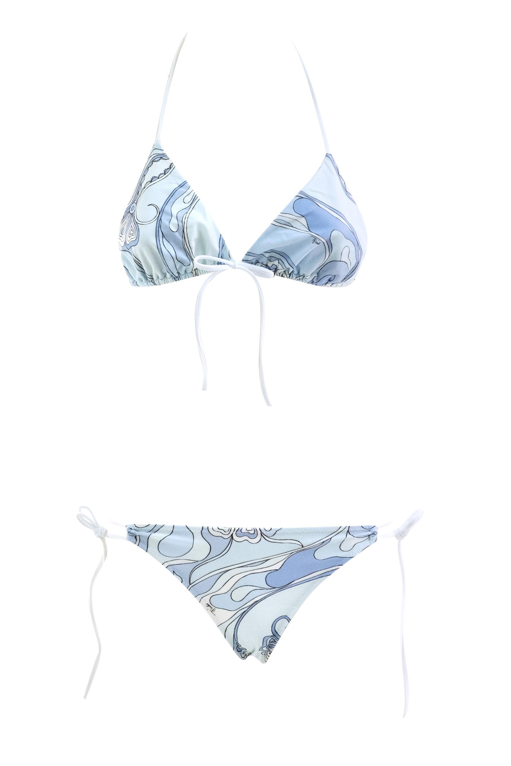 Slip bikini con stampa Orchidee di colore azzurro<BR/> 6HMX27 6H835 P21 EMILIO PUCCI 