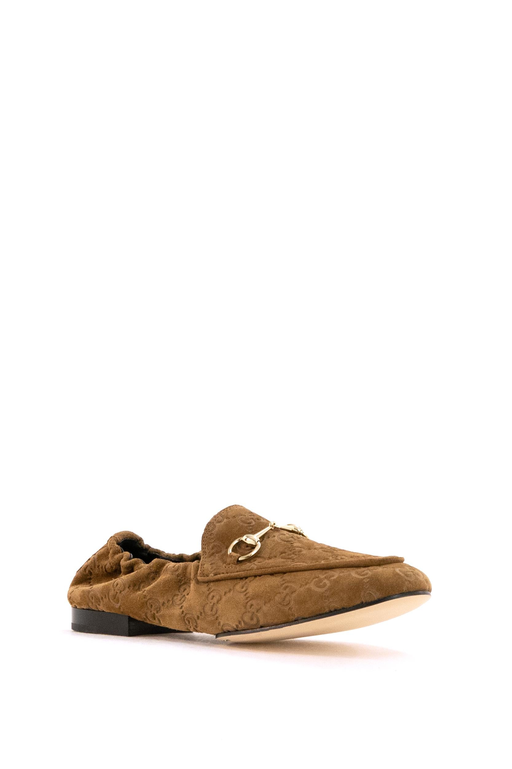 Mocassini Jordaan in suede di colore marrone <BR/> 854414 AADWE 2118 GUCCI 